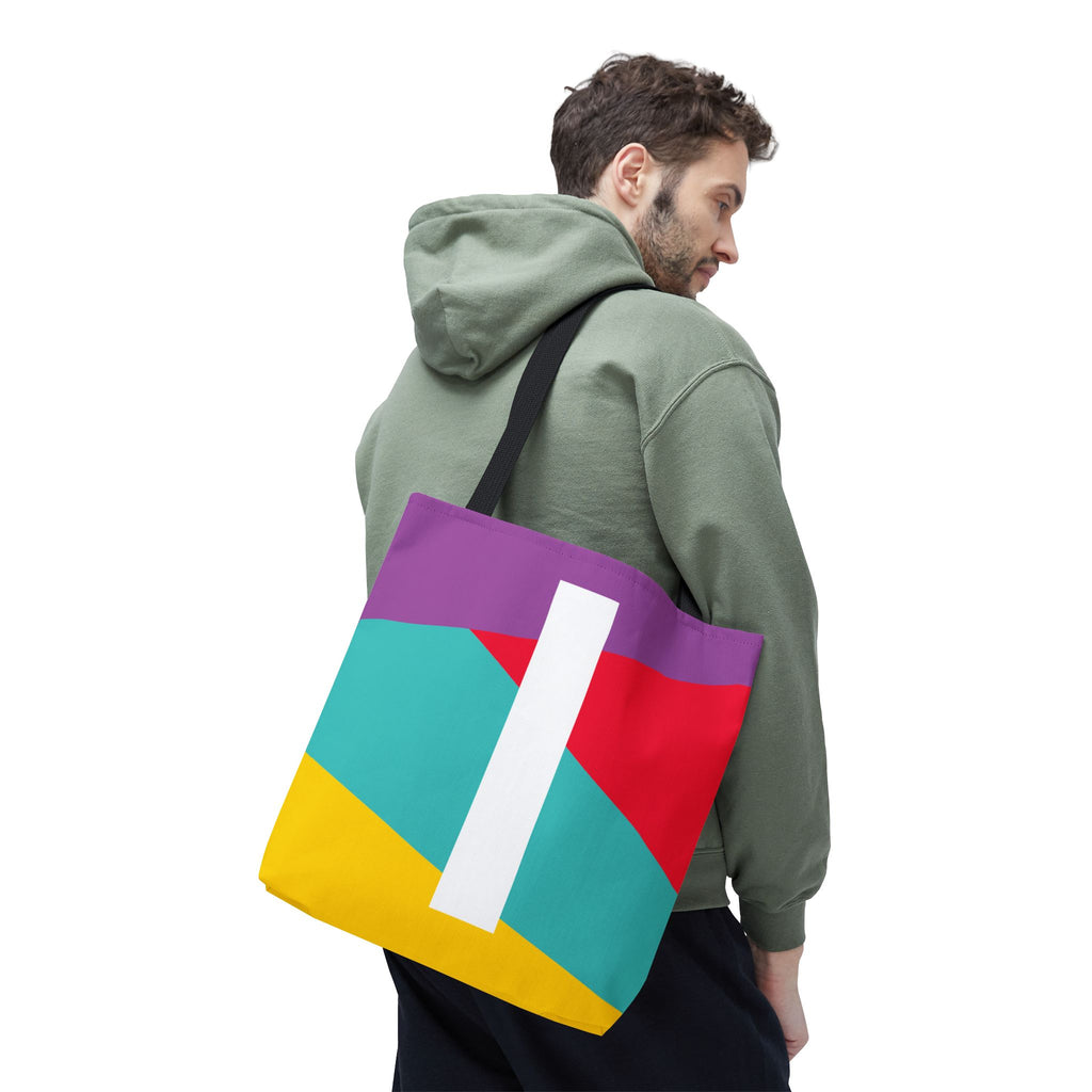 Monogram 'I' Colorblock Tote Bag — Personalized Initial I Shoulder Tote