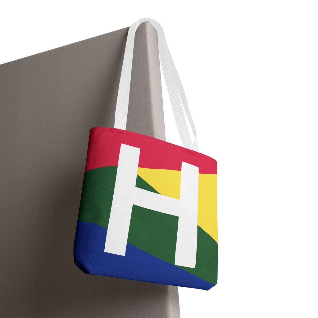 Monogram 'H' Colorblock Tote Bag — Personalized Initial H Shoulder Tote
