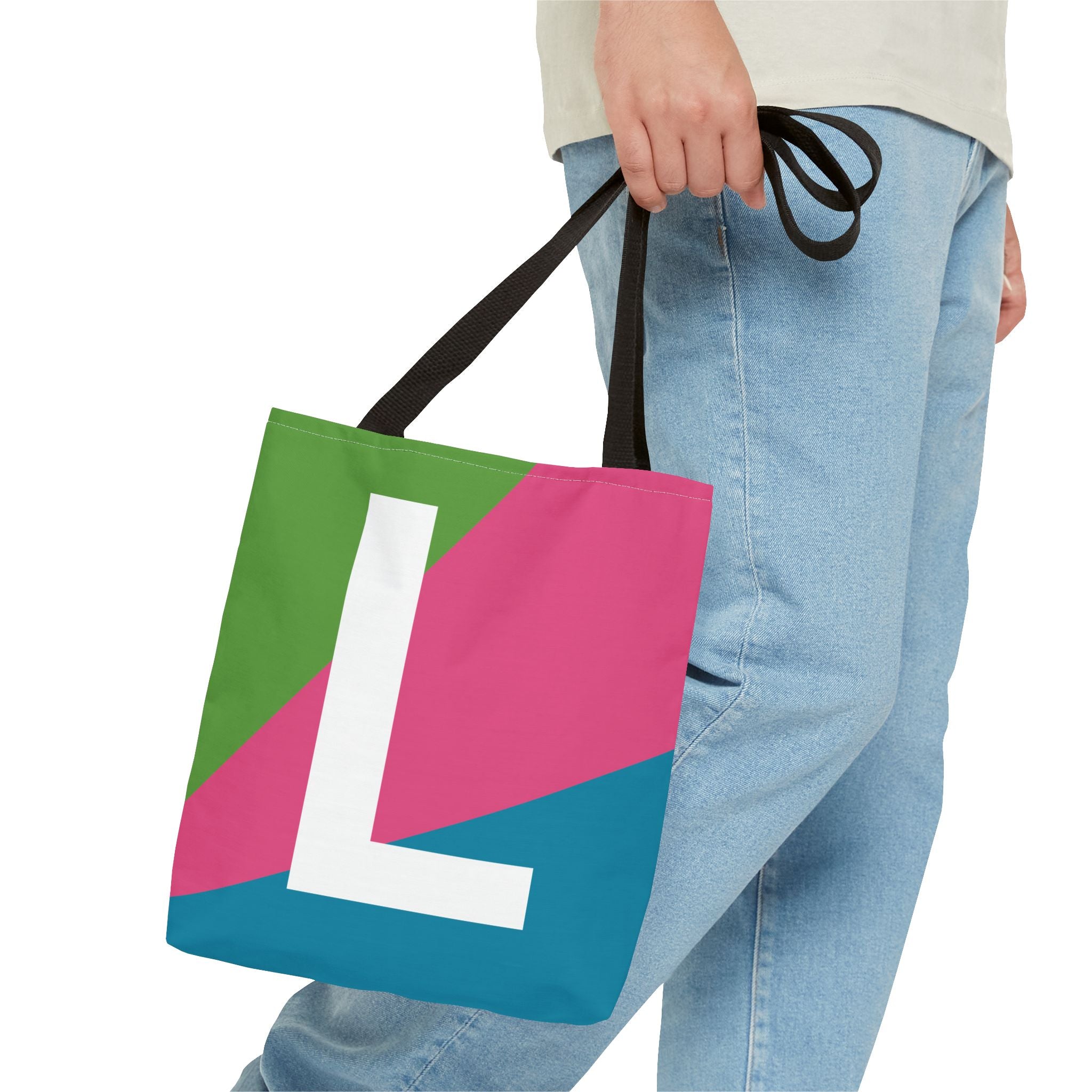 Monogram 'L' Colorblock Tote Bag — Personalized Initial L Shoulder Tote
