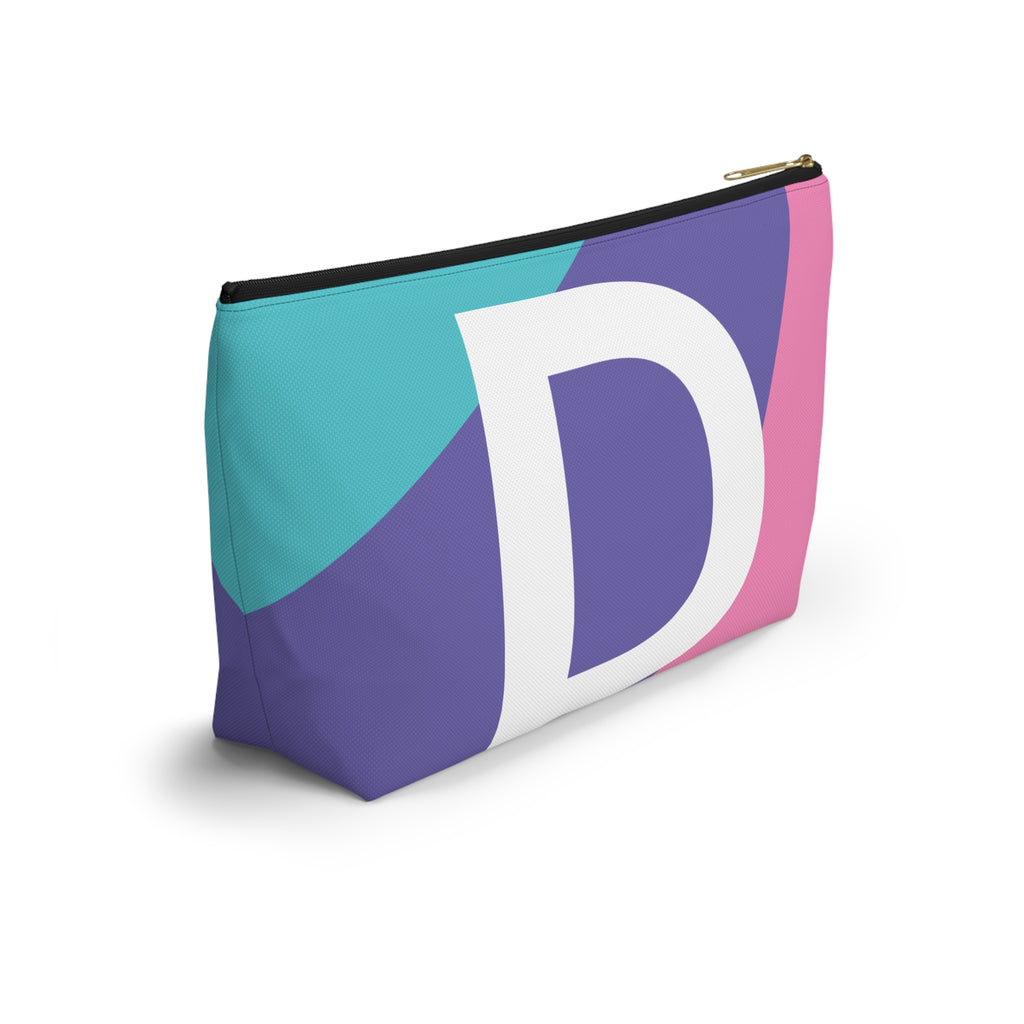Initials Colorblock Accessory Pouch — Monogram D T-Bottom Cosmetic Bag