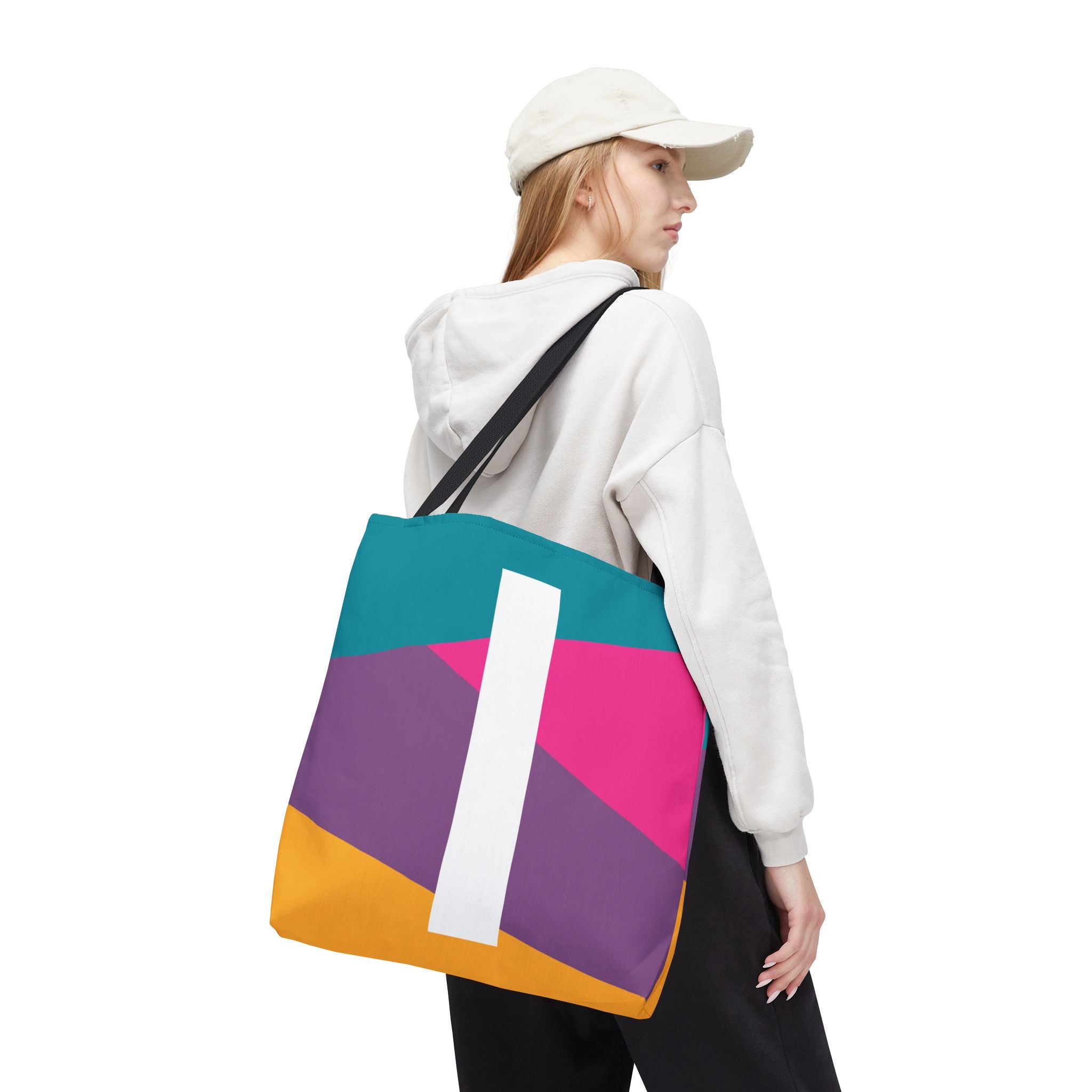 Monogram 'I' Colorblock Tote Bag — Personalized Initial I Shoulder Tote