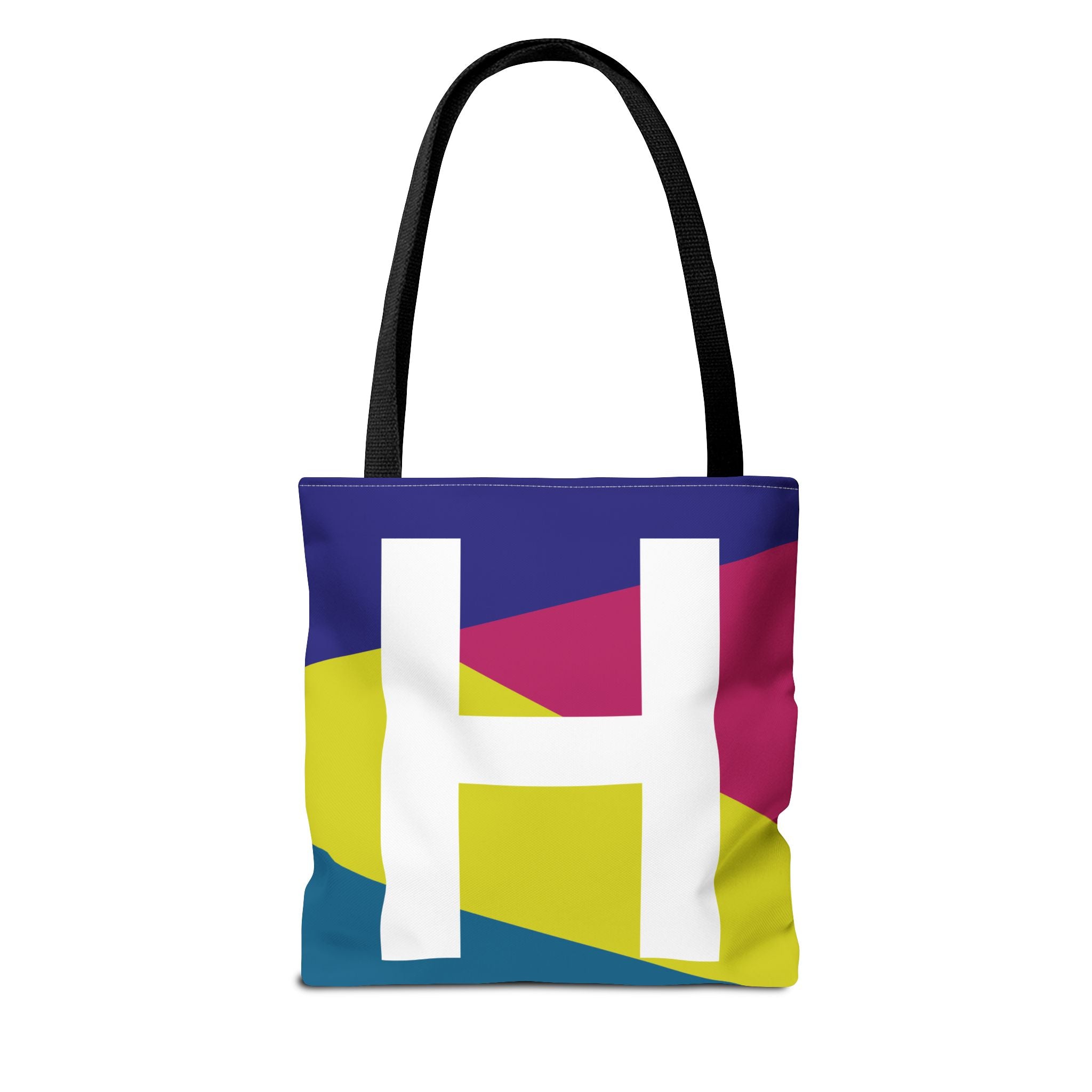 Monogram 'H' Colorblock Tote Bag — Personalized Initial H Shoulder Tote