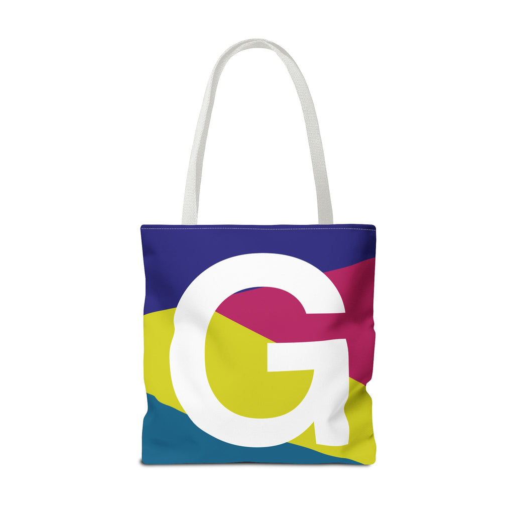 Monogram 'G' Colorblock Tote Bag — Personalized Initial G Shoulder Tote