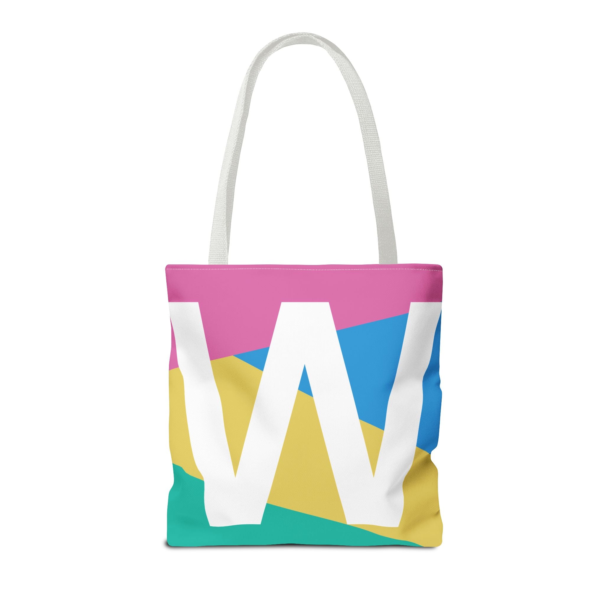 Monogram 'W' Colorblock Tote Bag — Personalized Initial W Shoulder Tote