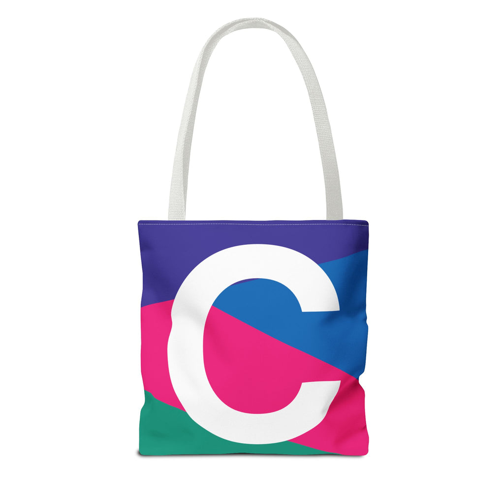 Monogram 'C' Colorblock Tote Bag — Personalized Initial C Shoulder Tote