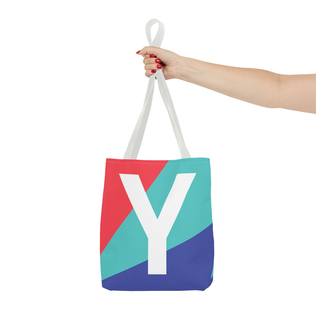 Monogram 'Y' Colorblock Tote Bag — Personalized Initial Y Shoulder Tote