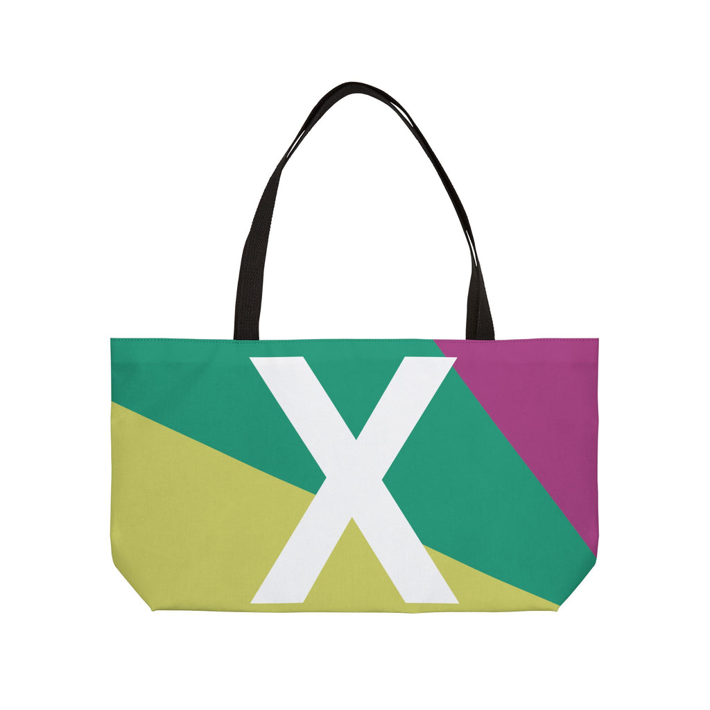 Personalized 'X' Colorblock Tote Bag — Monogram Weekender Tote