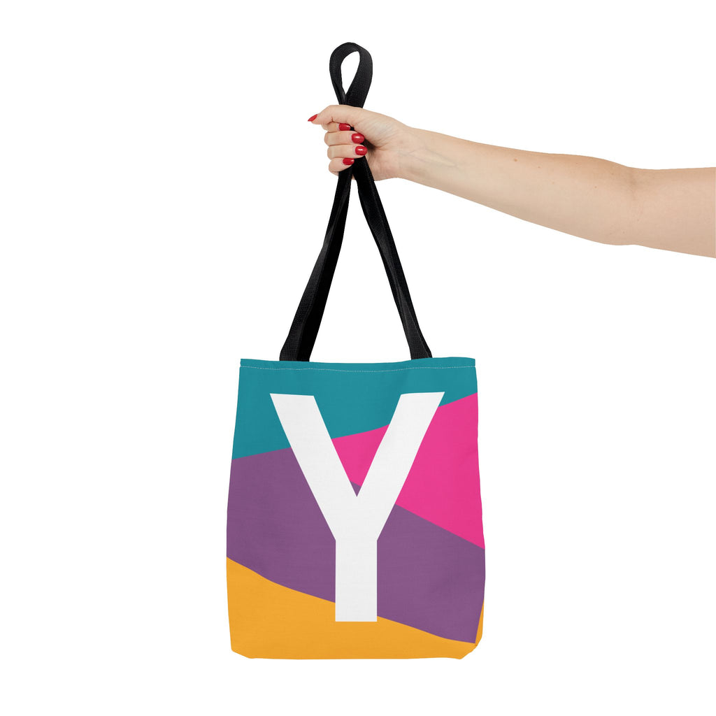 Monogram 'Y' Colorblock Tote Bag — Personalized Initial Y Shoulder Tote