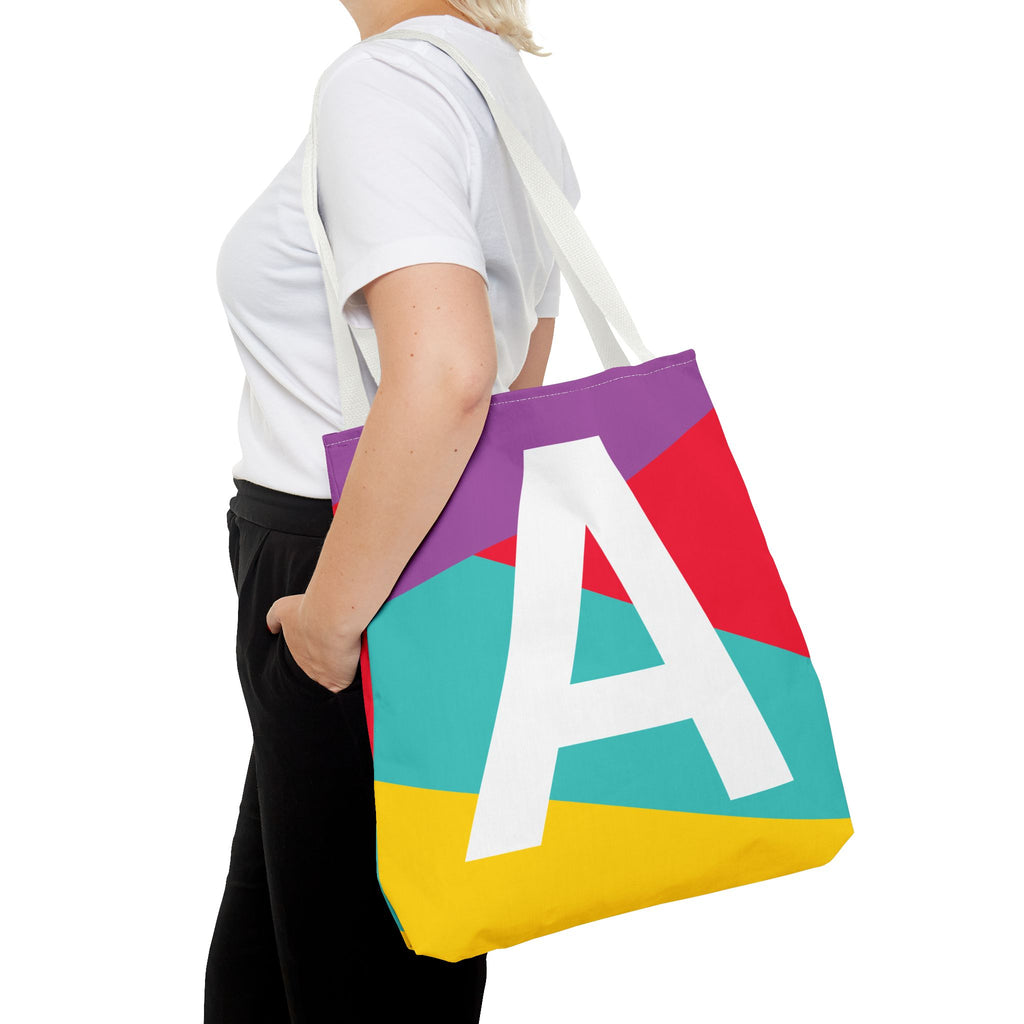 Monogram 'A' Colorblock Tote Bag — Personalized Initial A Shoulder Tote