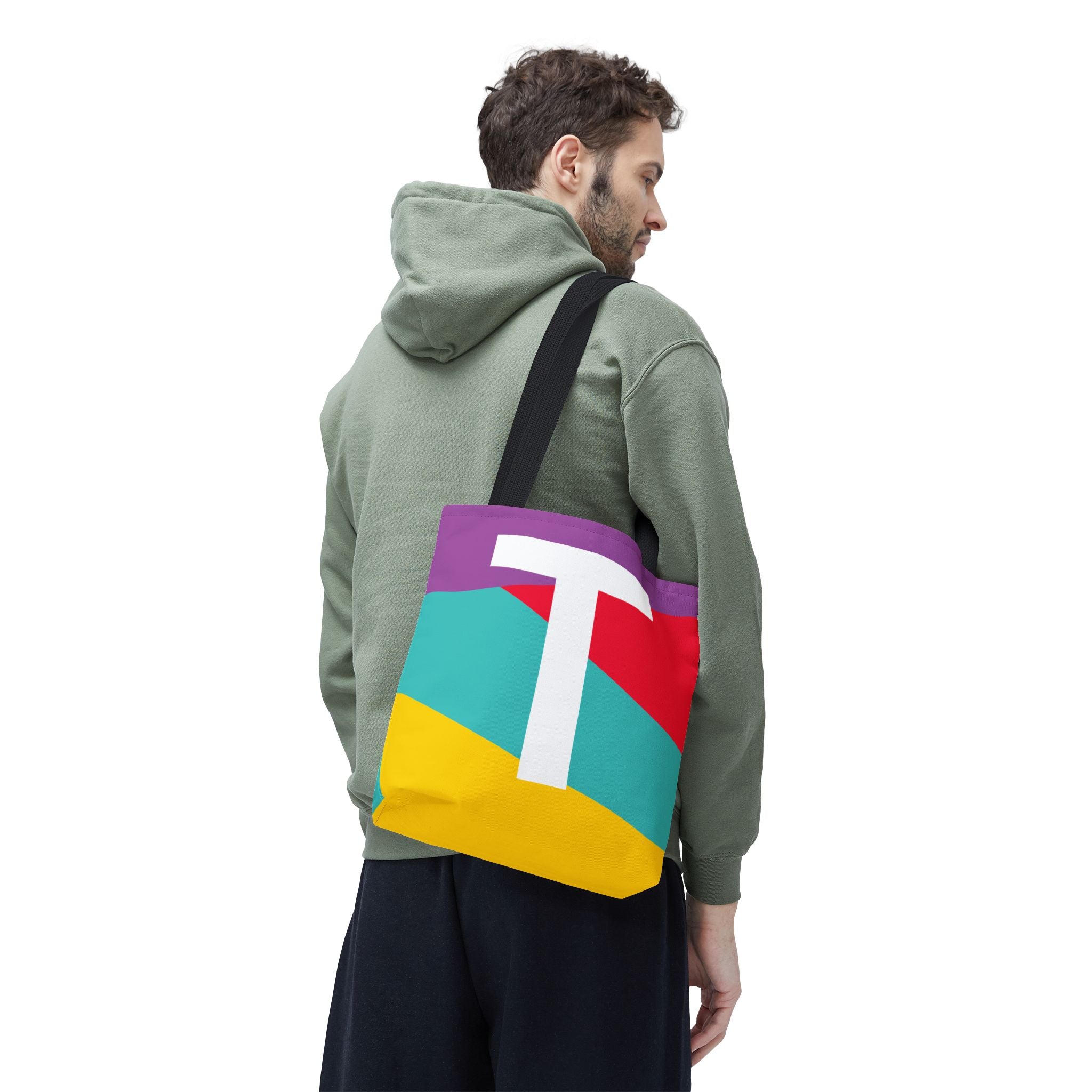 Monogram 'T' Colorblock Tote Bag — Personalized Initial T Shoulder Tote
