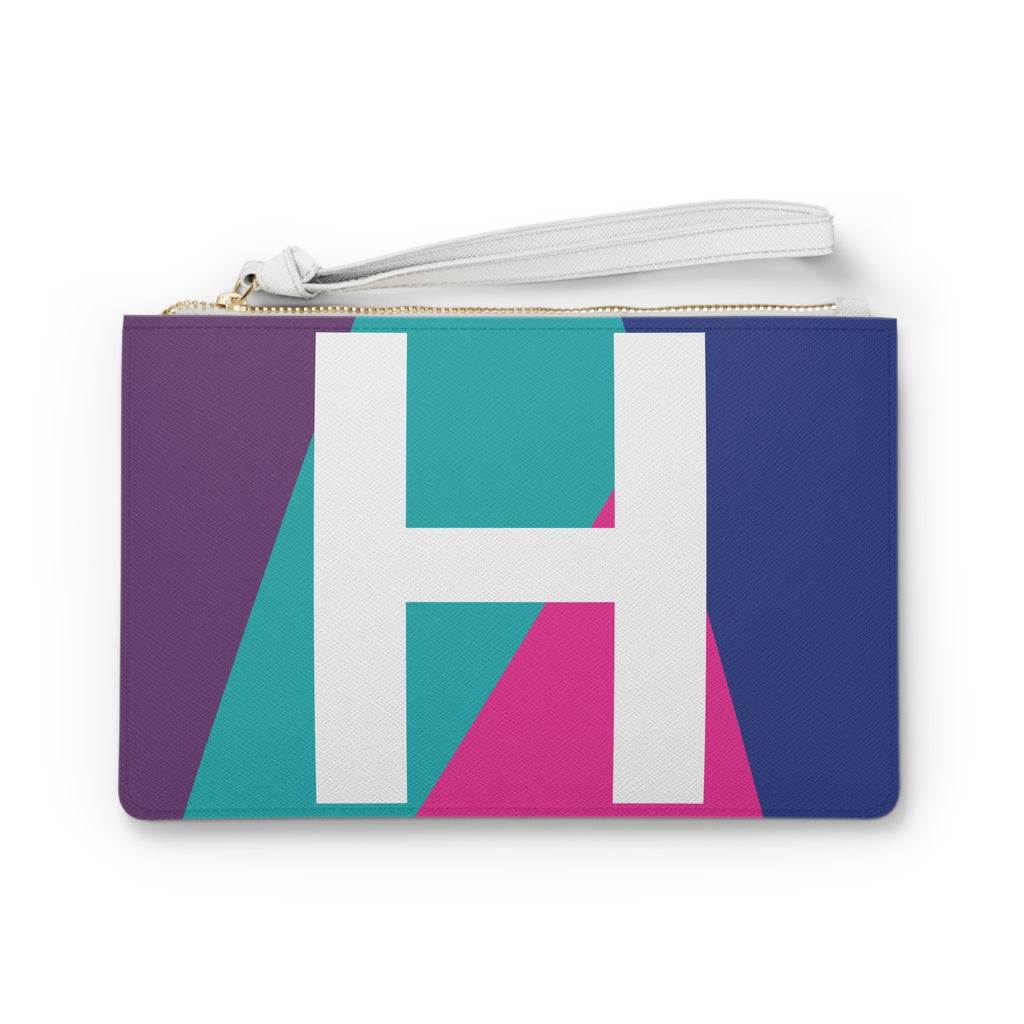 Monogram 'H' Colorblock Clutch Bag — Bold Geometric Wristlet for Everyday & Gifts