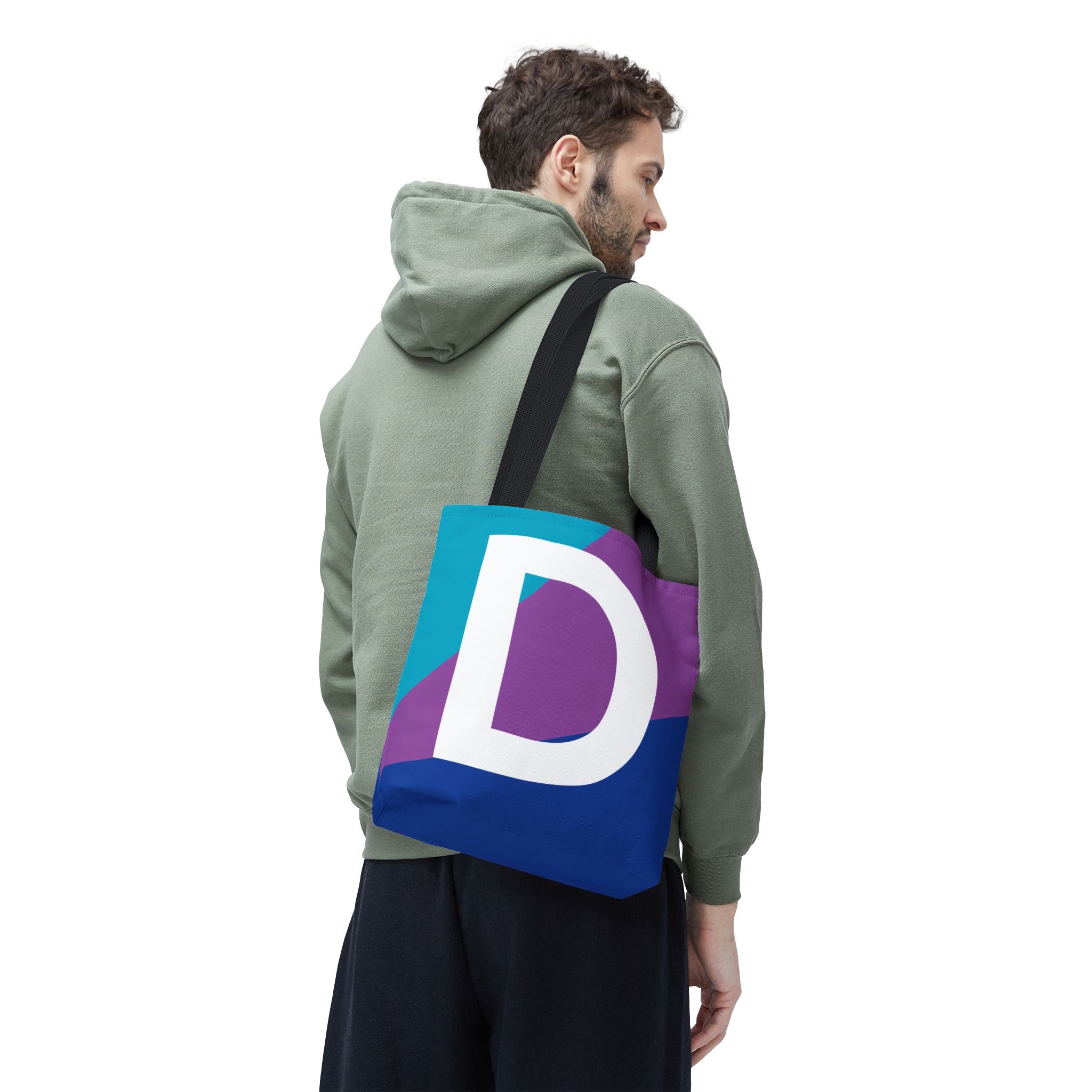 Monogram 'D' Colorblock Tote Bag — Personalized Initial D Shoulder Tote