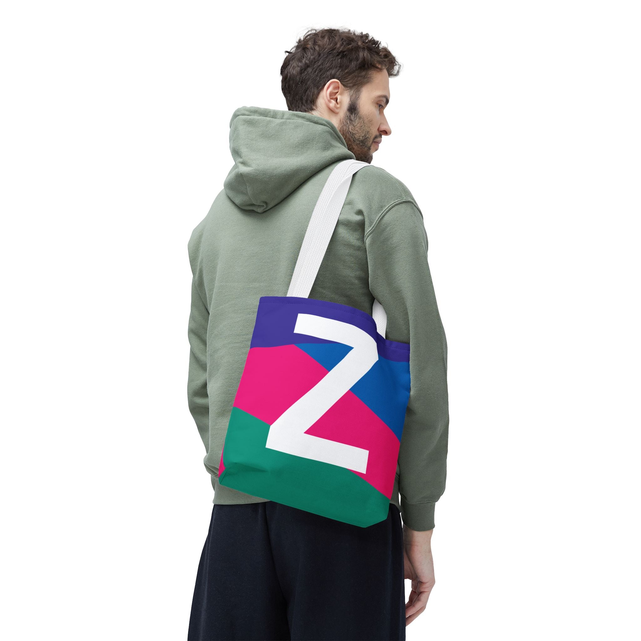 Monogram 'Z' Colorblock Tote Bag — Personalized Initial Z Shoulder Tote