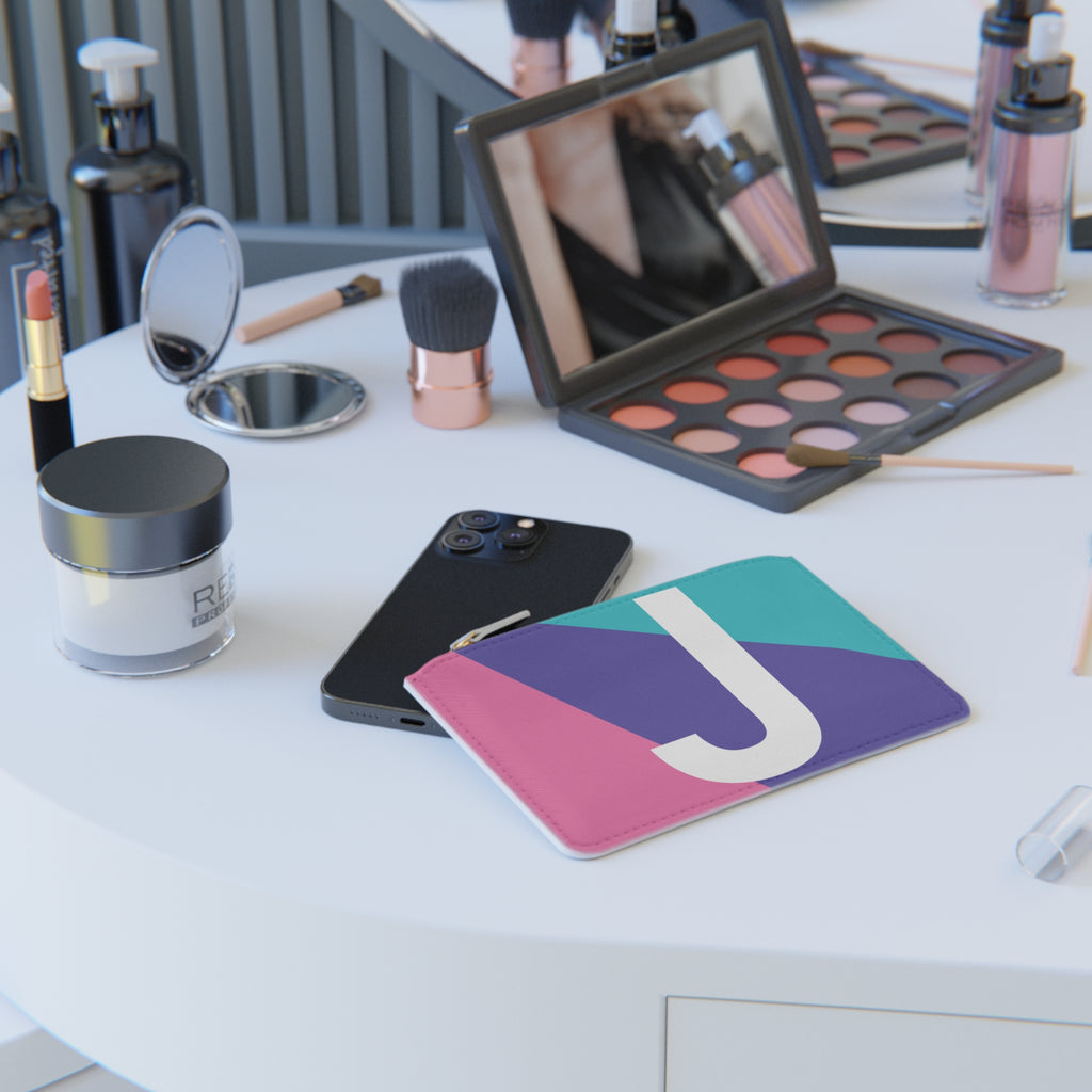 Initial J Mini Clutch — Colorblock Monogram Wristlet Wallet