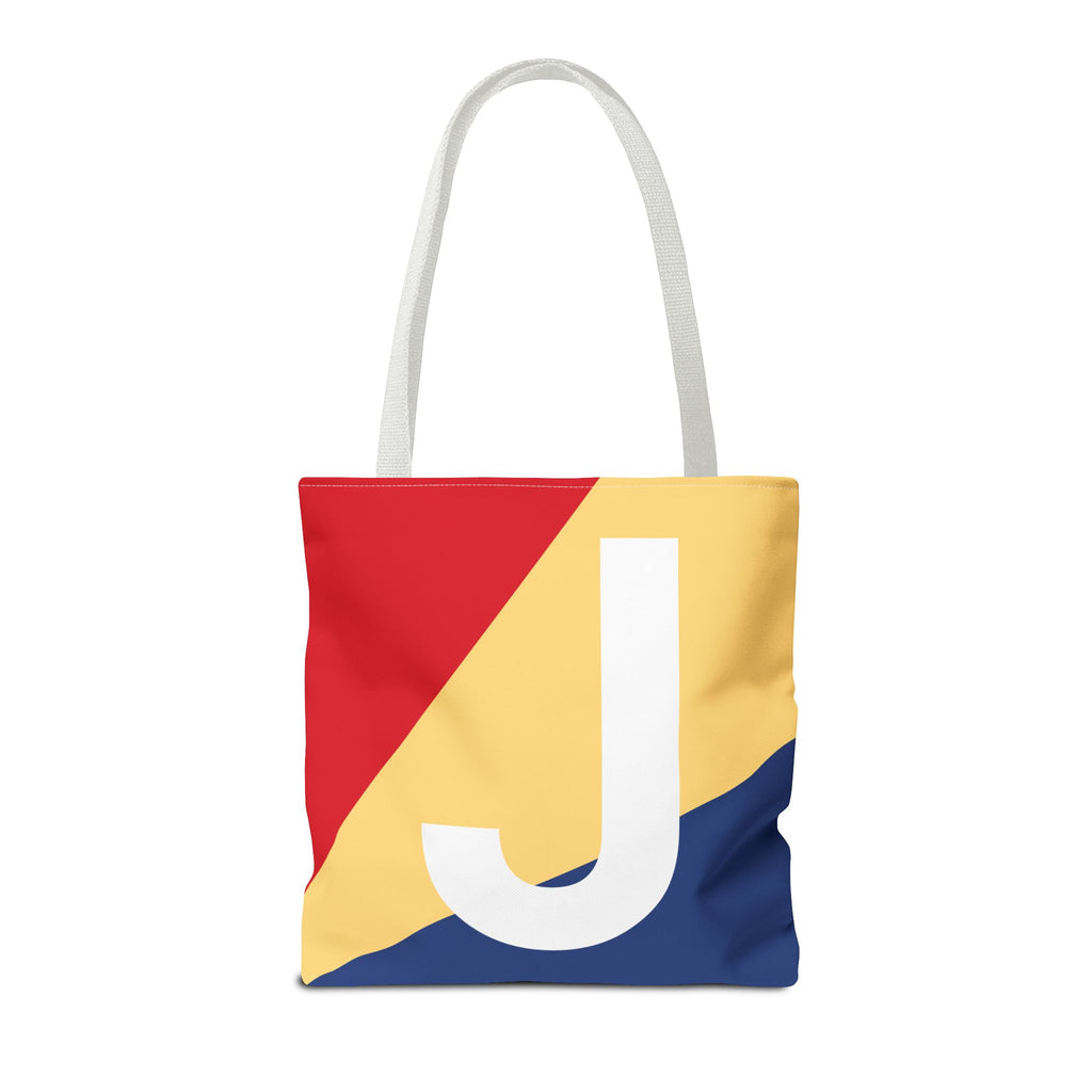 Monogram 'J' Colorblock Tote Bag — Personalized Initial J Shoulder Tote