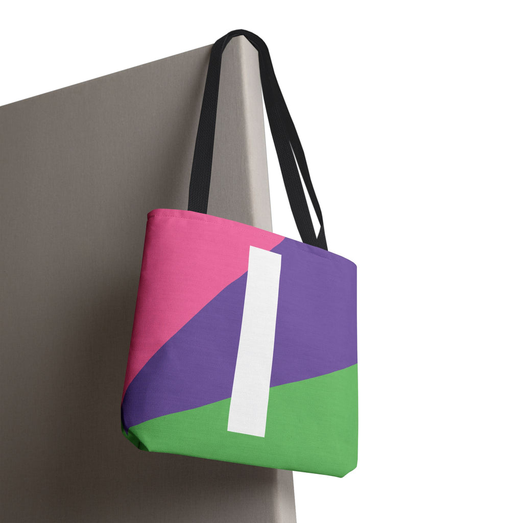 Monogram 'I' Colorblock Tote Bag — Personalized Initial I Shoulder Tote
