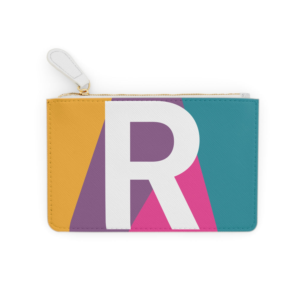 Initial R Mini Clutch — Colorblock Monogram Wristlet Wallet