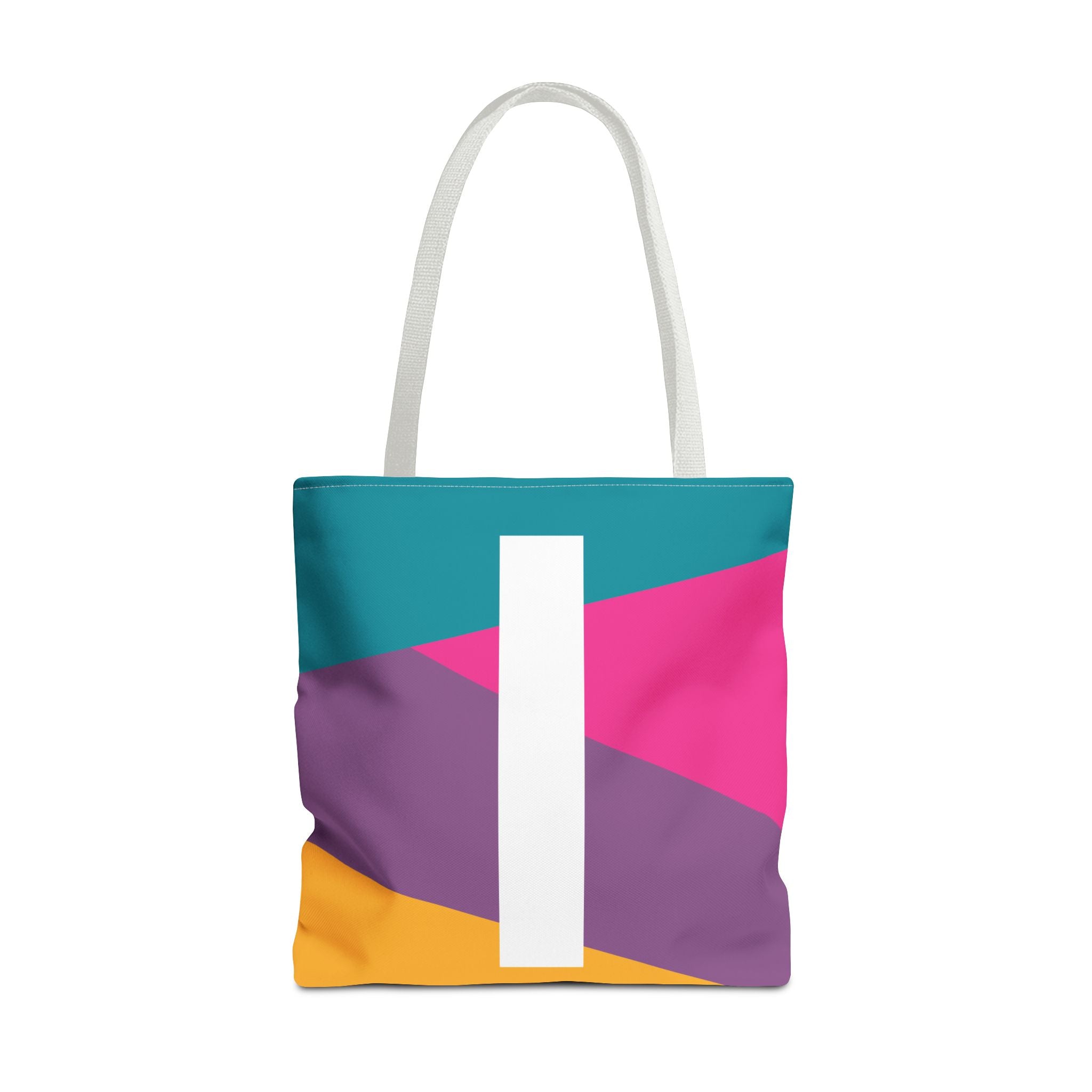Monogram 'I' Colorblock Tote Bag — Personalized Initial I Shoulder Tote