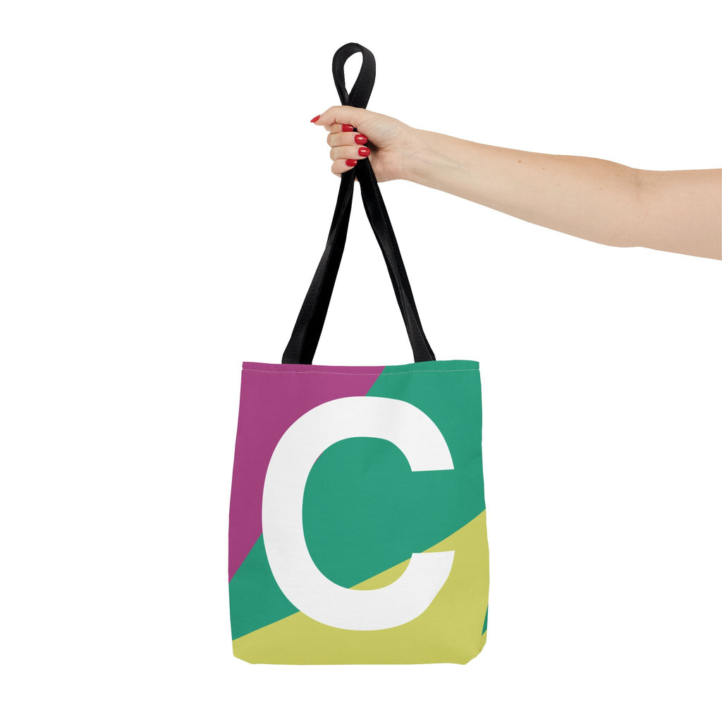 Monogram 'C' Colorblock Tote Bag — Personalized Initial C Shoulder Tote