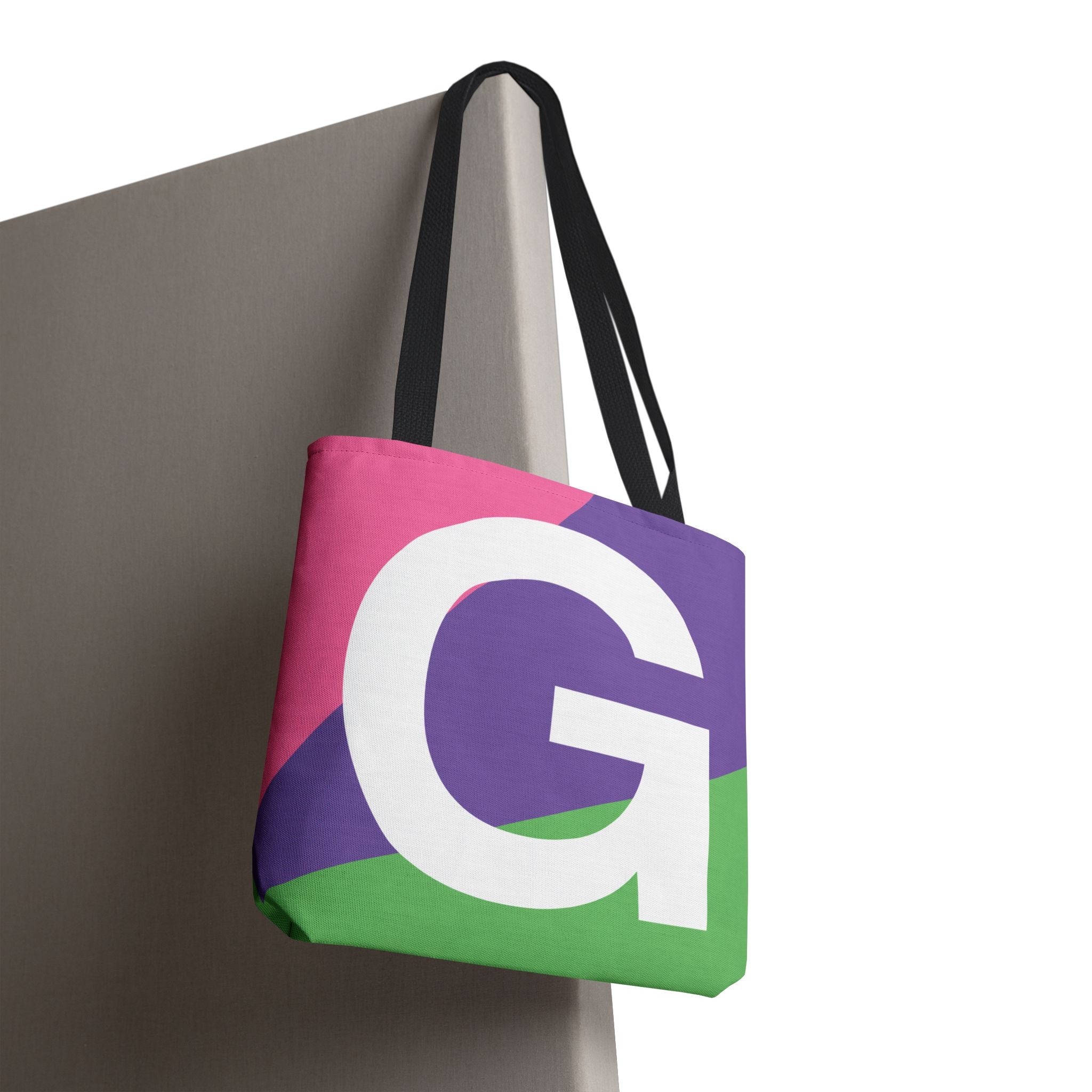 Monogram 'G' Colorblock Tote Bag — Personalized Initial G Shoulder Tote