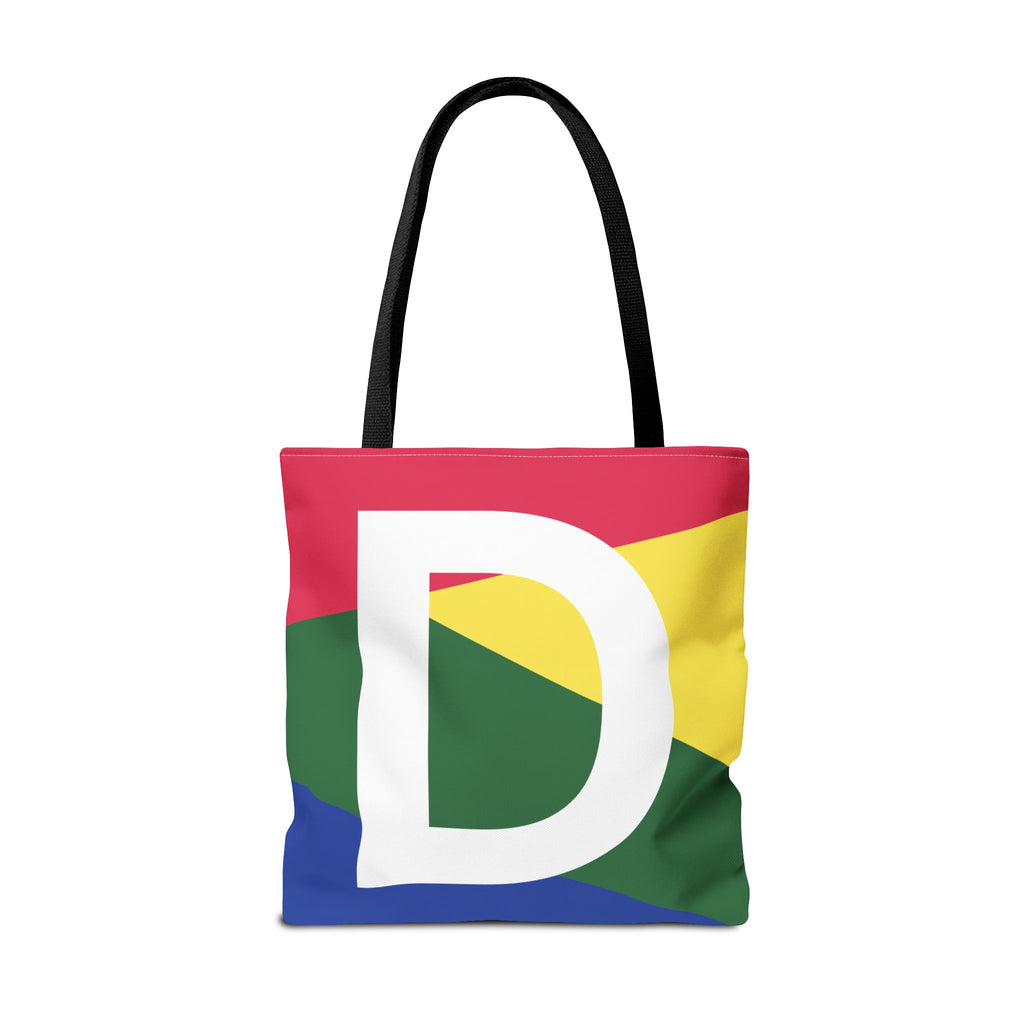 Monogram 'D' Colorblock Tote Bag — Personalized Initial D Shoulder Tote