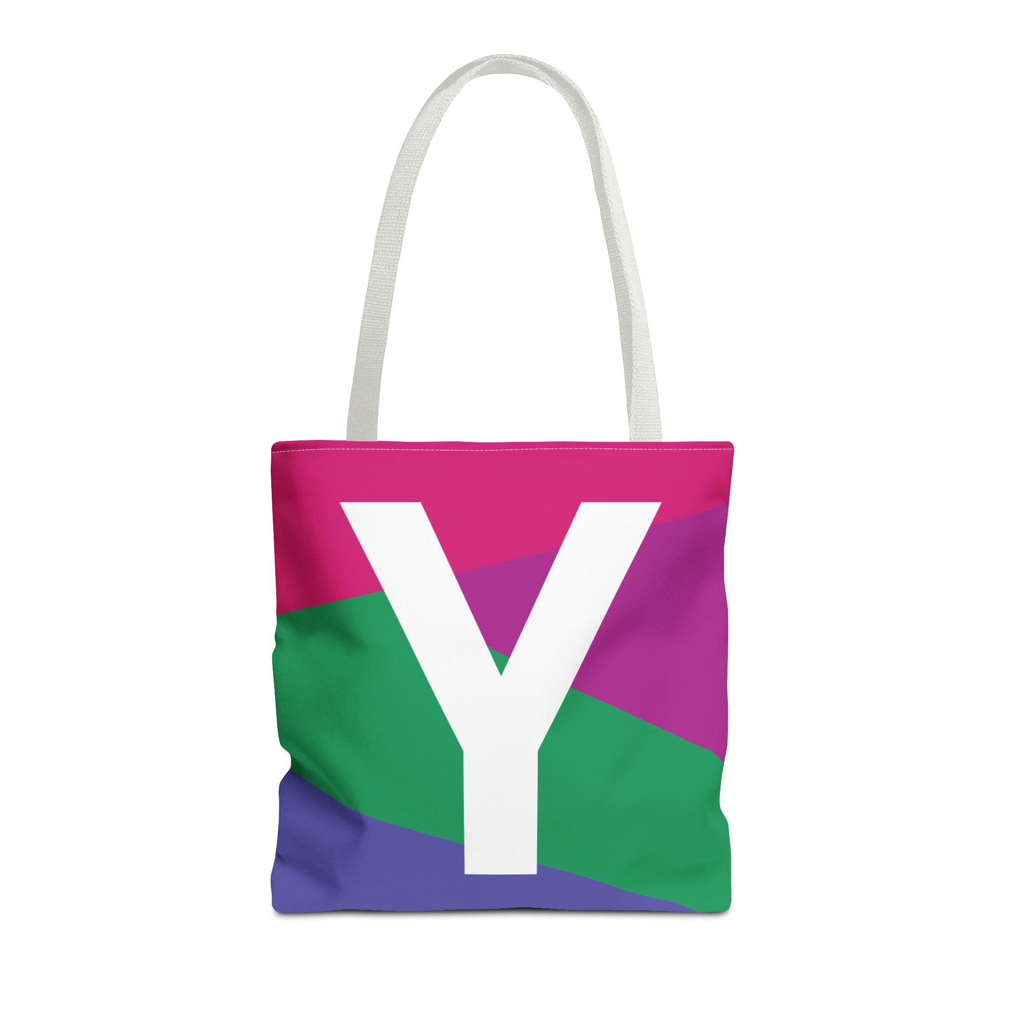 Monogram 'Y' Colorblock Tote Bag — Personalized Initial Y Shoulder Tote