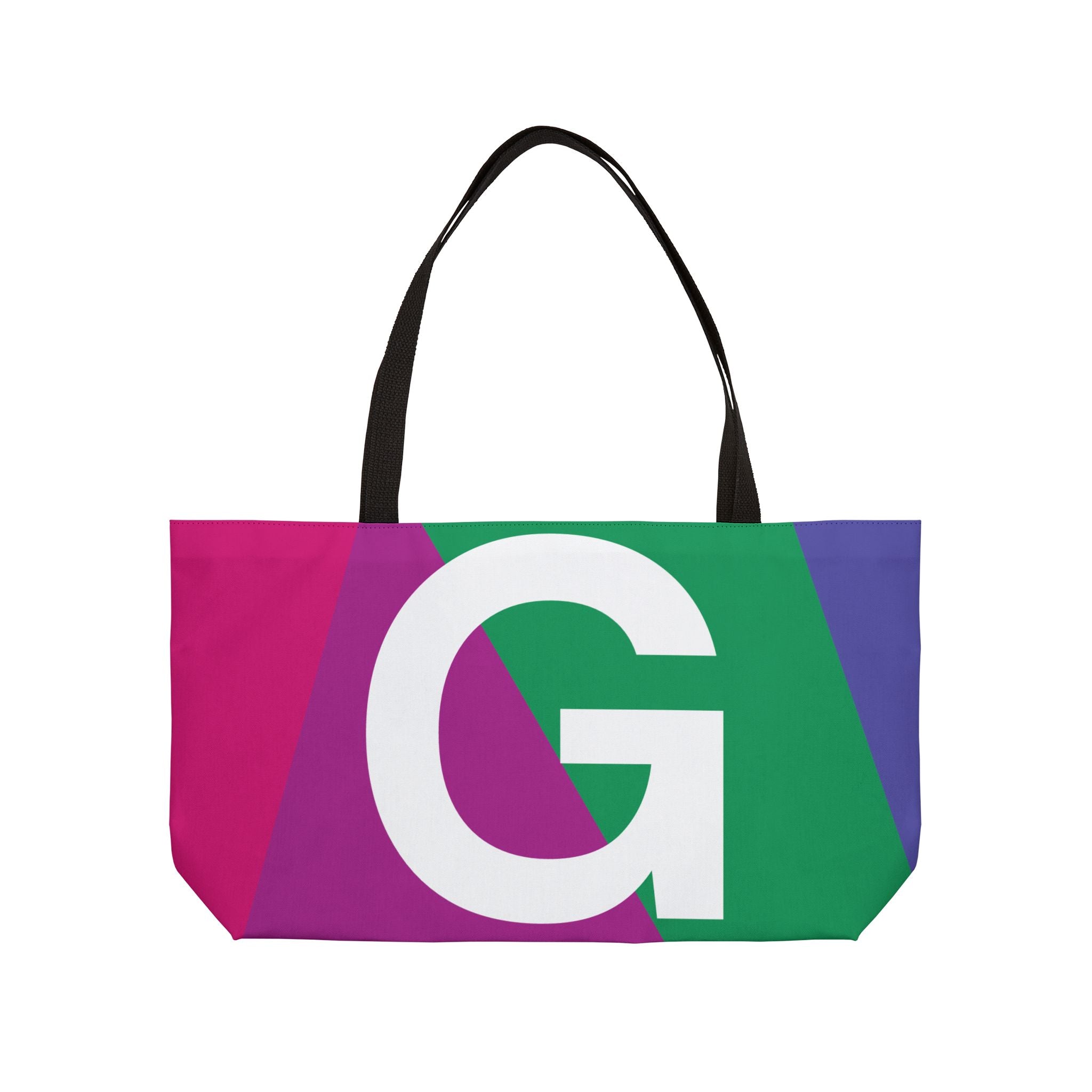 Personalized 'G' Colorblock Tote Bag — Monogram Weekender Tote