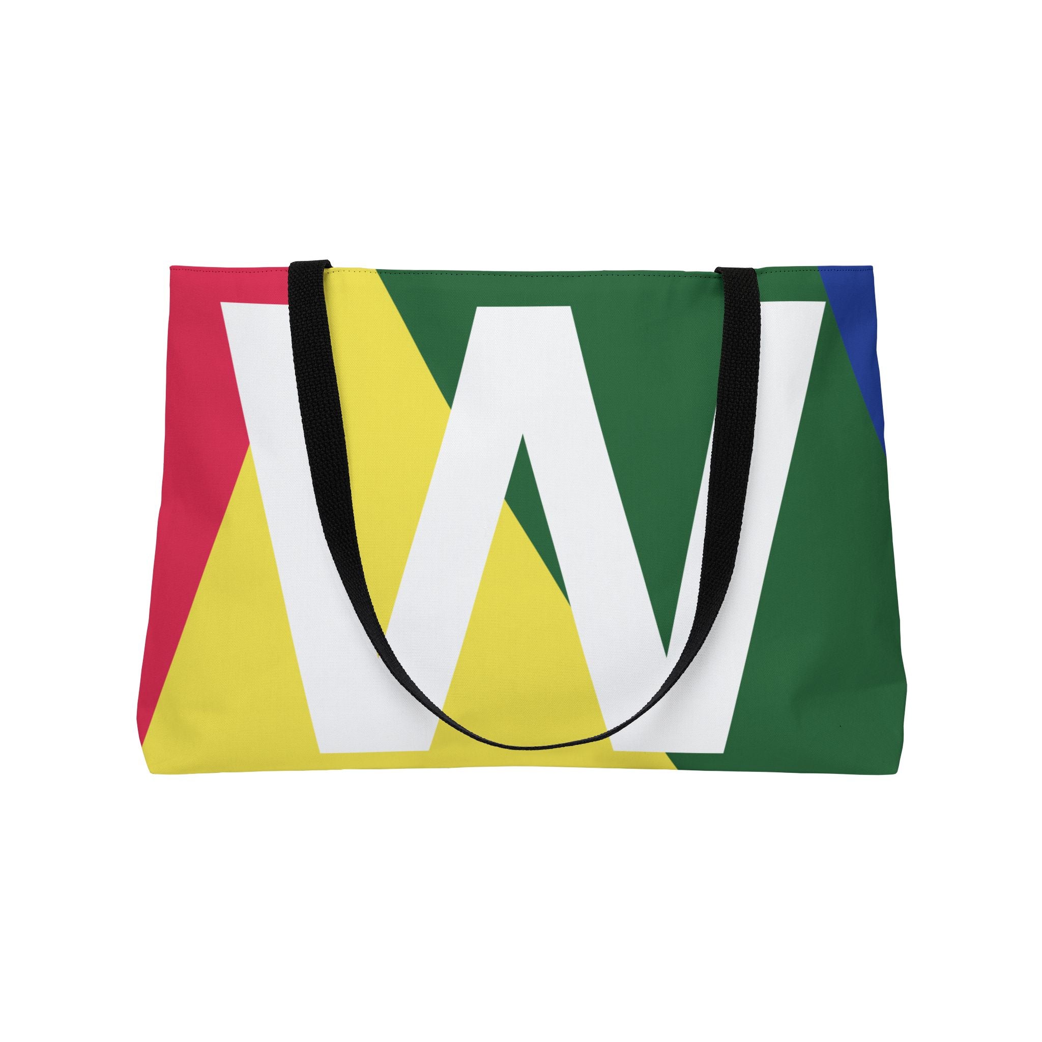 Personalized 'W' Colorblock Tote Bag — Monogram Weekender Tote