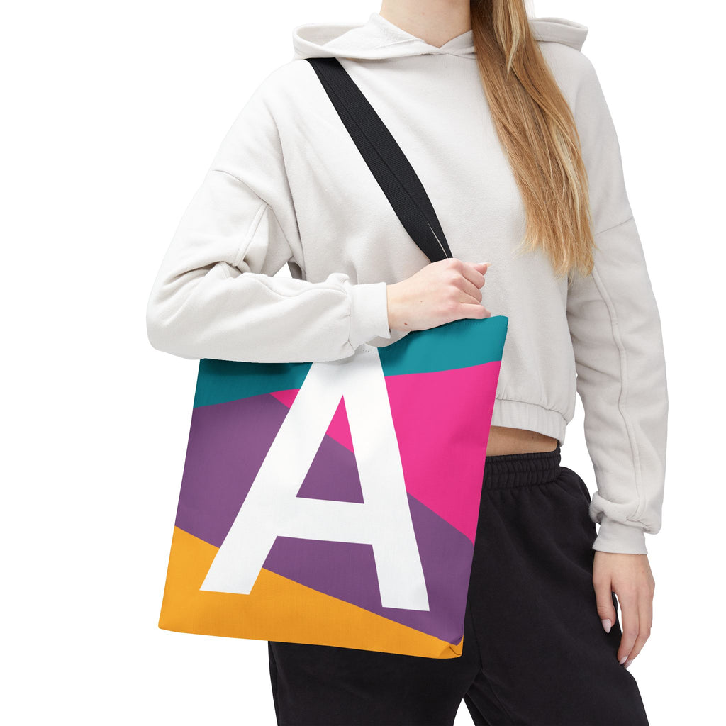 Monogram 'A' Colorblock Tote Bag — Personalized Initial A Shoulder Tote