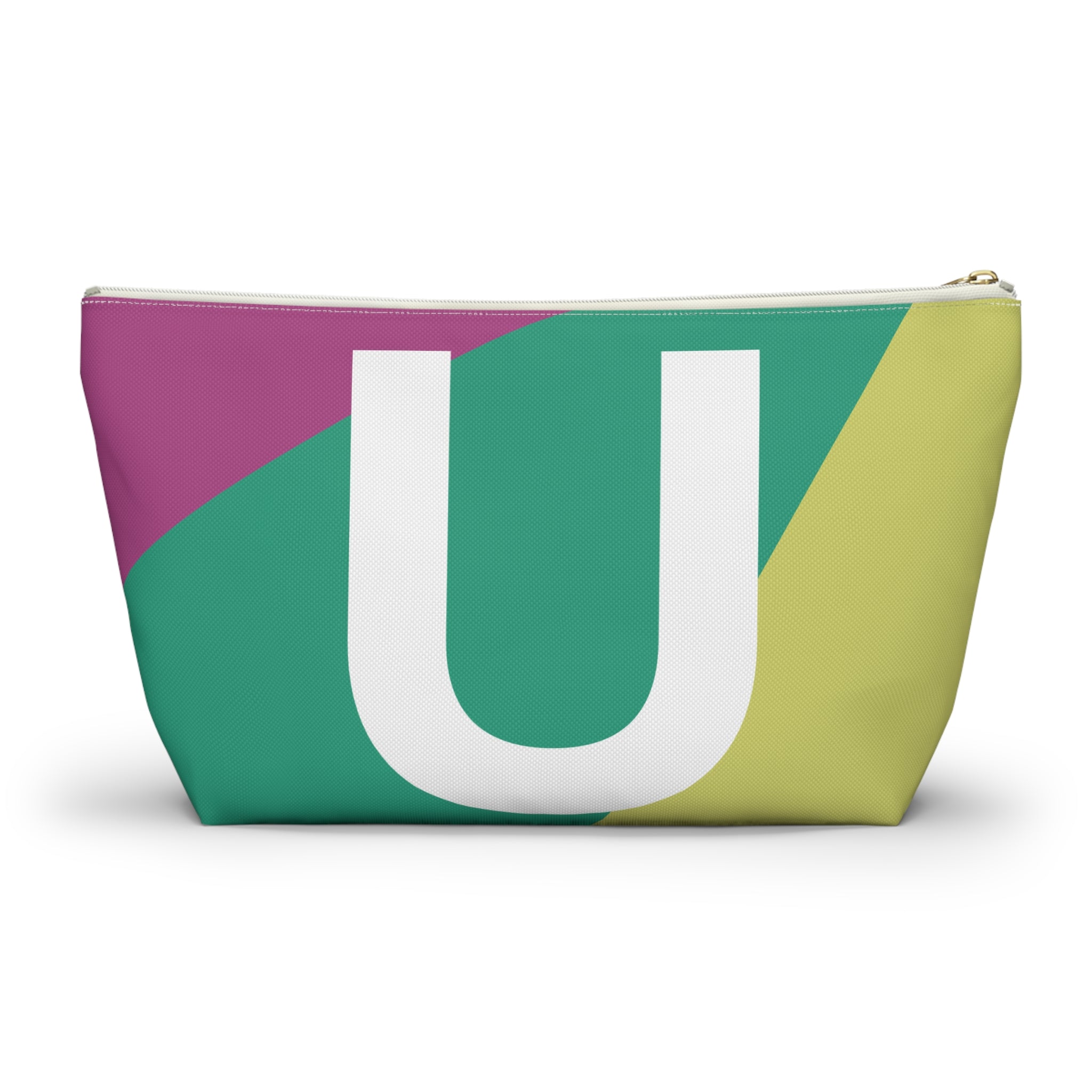 Initials Colorblock Accessory Pouch — Monogram U T-Bottom Cosmetic Bag