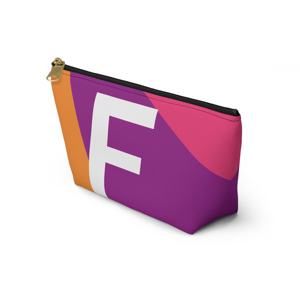 Initials Colorblock Accessory Pouch — Monogram F T-Bottom Cosmetic Bag