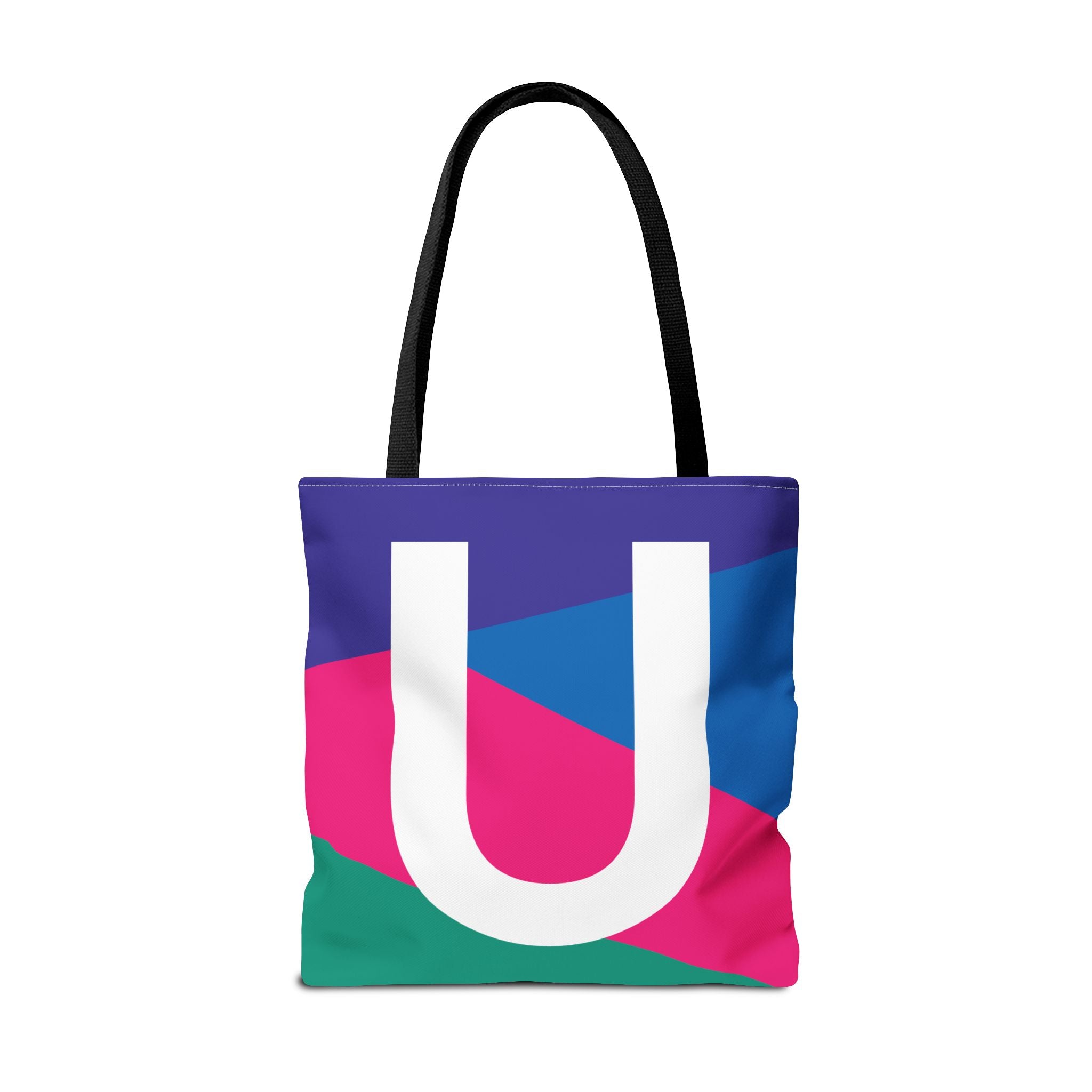 Monogram 'U' Colorblock Tote Bag — Personalized Initial U Shoulder Tote
