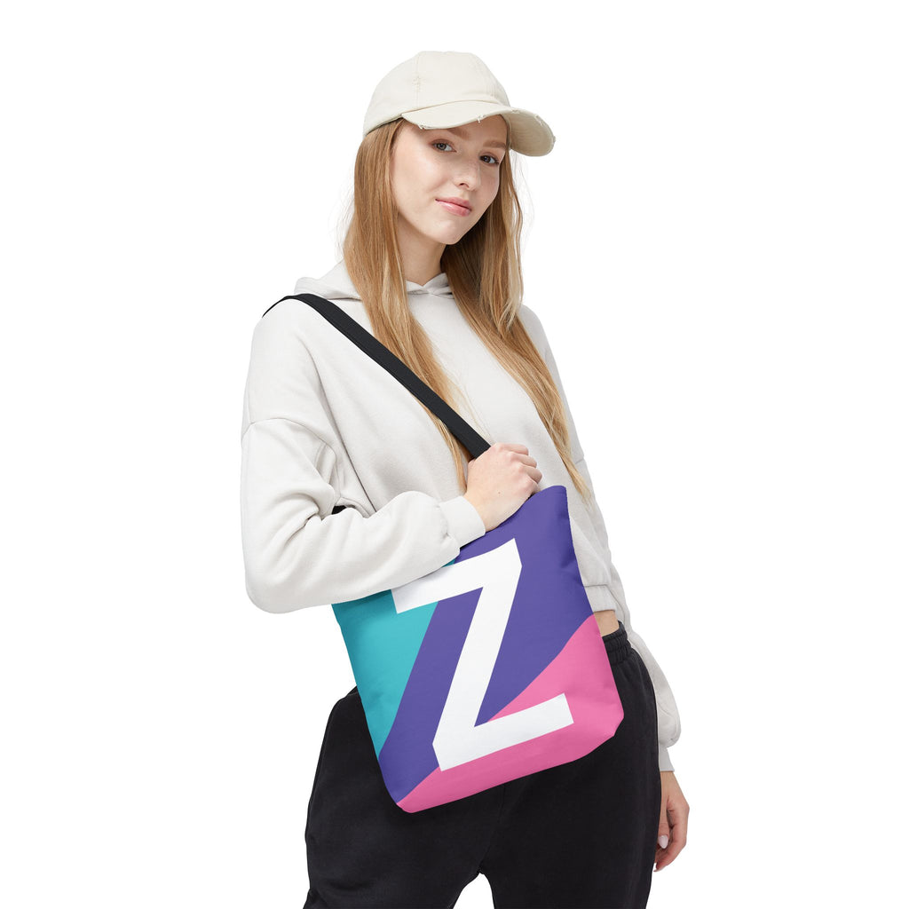 Monogram 'Z' Colorblock Tote Bag — Personalized Initial Z Shoulder Tote