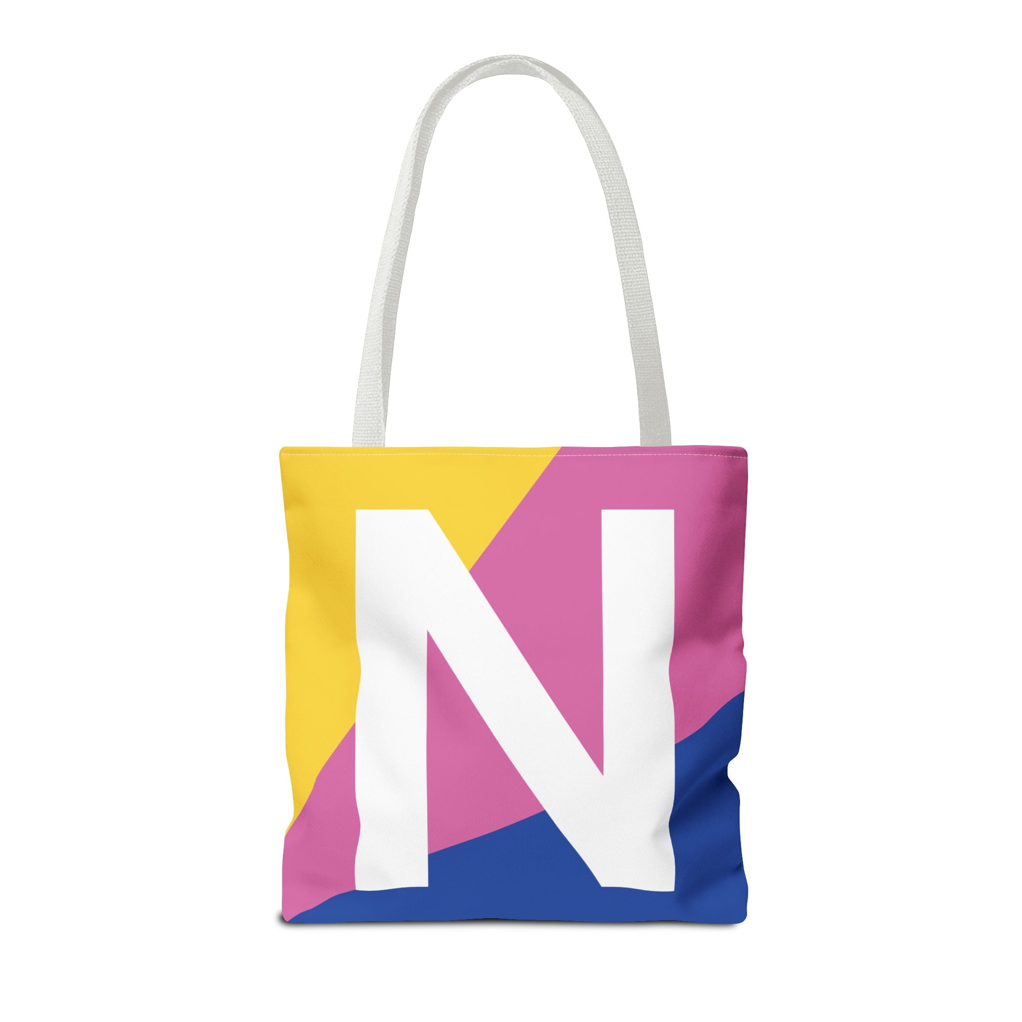 Monogram 'N' Colorblock Tote Bag — Personalized Initial N Shoulder Tote
