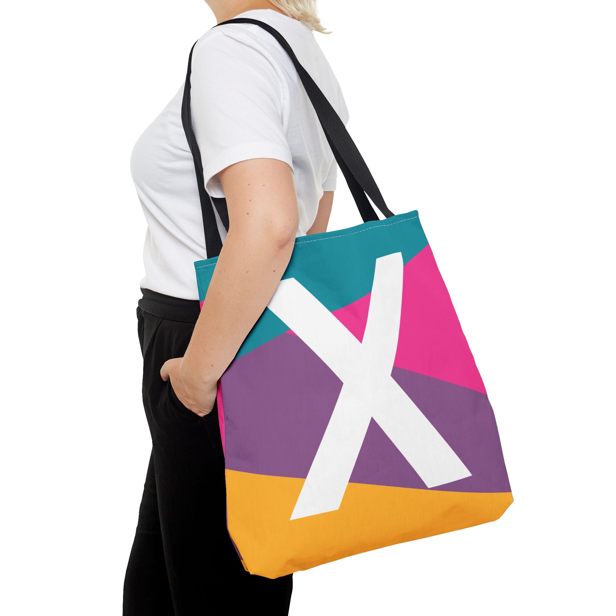 Monogram 'X' Colorblock Tote Bag — Personalized Initial X Shoulder Tote