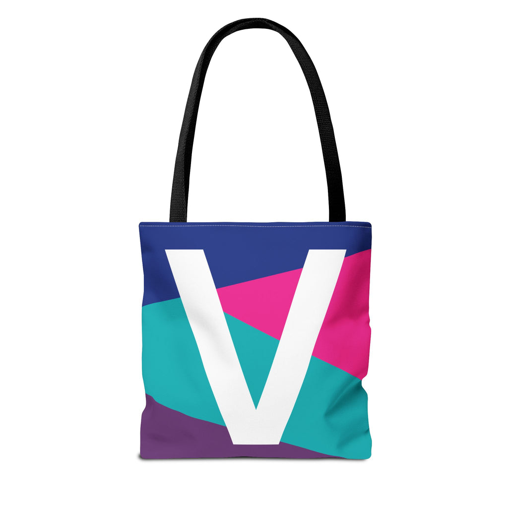 Monogram 'V' Colorblock Tote Bag — Personalized Initial V Shoulder Tote