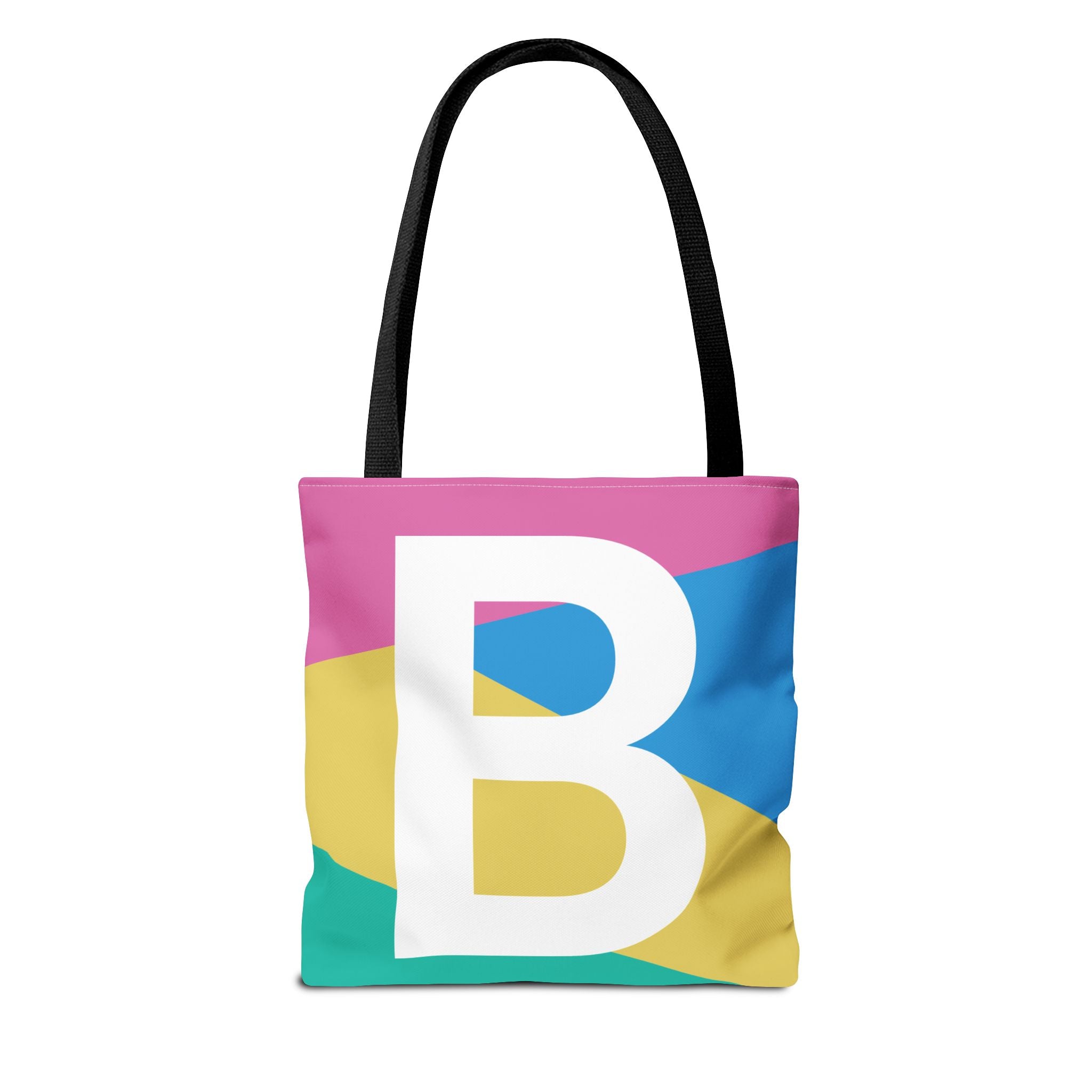 Monogram 'B' Colorblock Tote Bag — Personalized Initial B Shoulder Tote