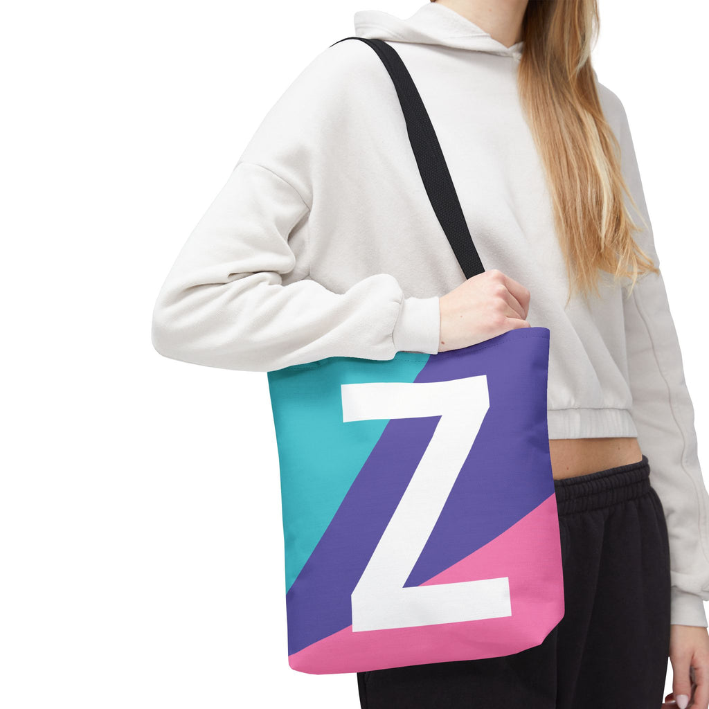 Monogram 'Z' Colorblock Tote Bag — Personalized Initial Z Shoulder Tote