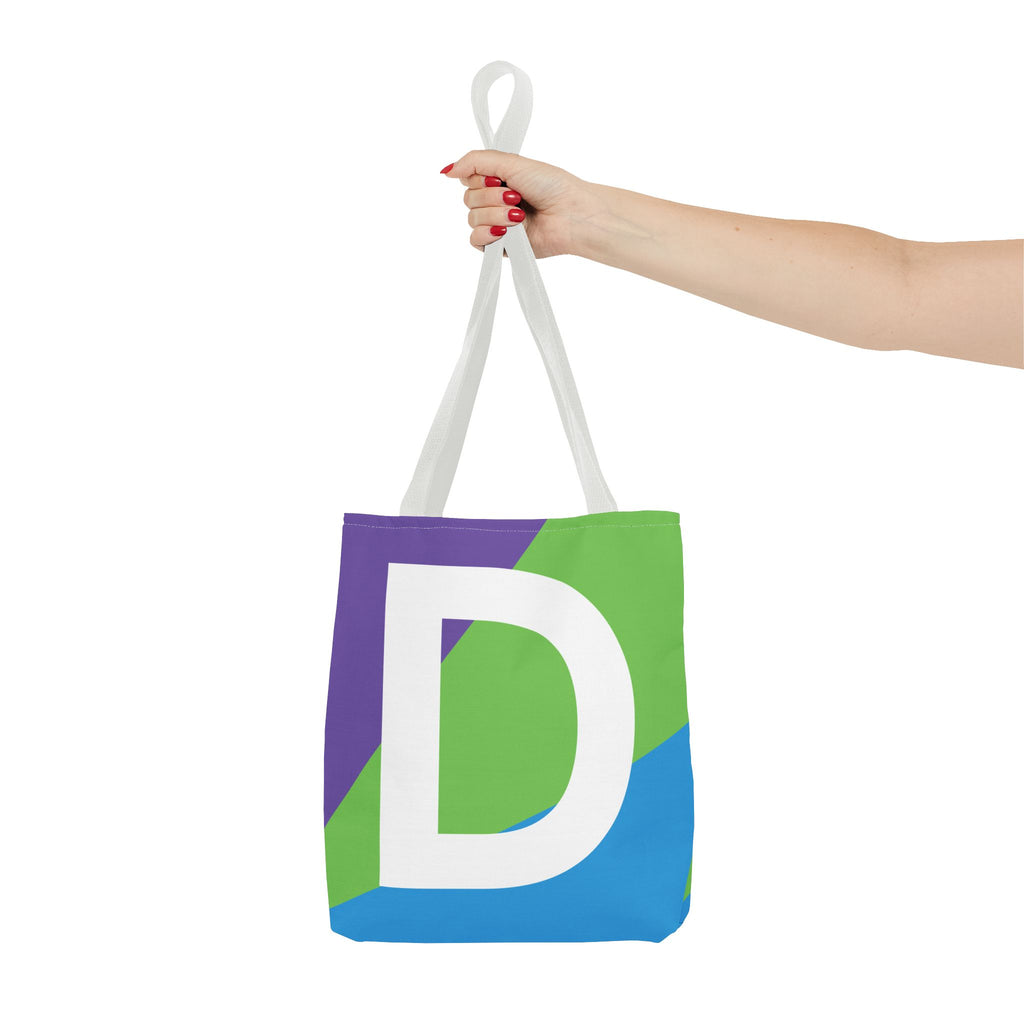 Monogram 'D' Colorblock Tote Bag — Personalized Initial D Shoulder Tote