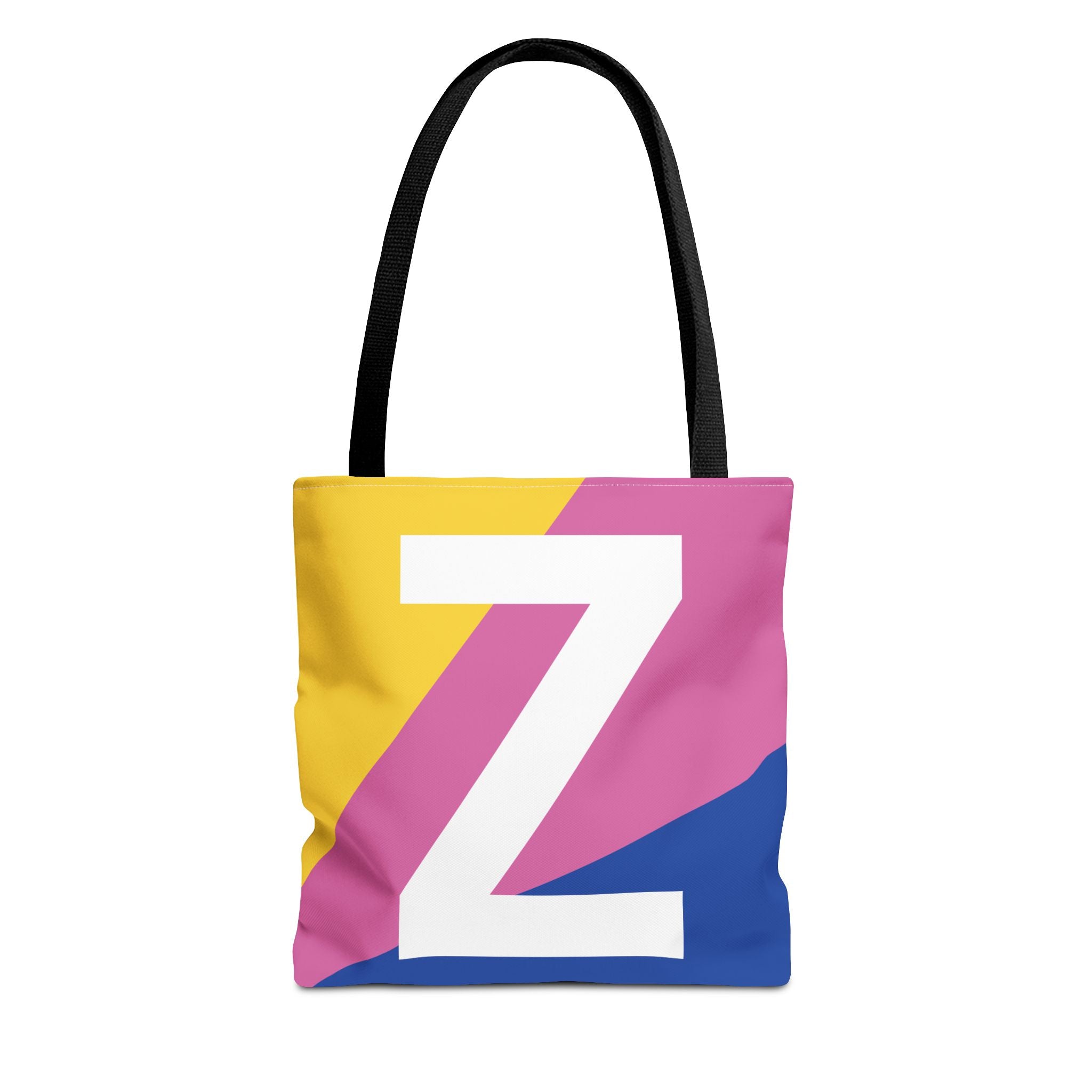 Monogram 'Z' Colorblock Tote Bag — Personalized Initial Z Shoulder Tote