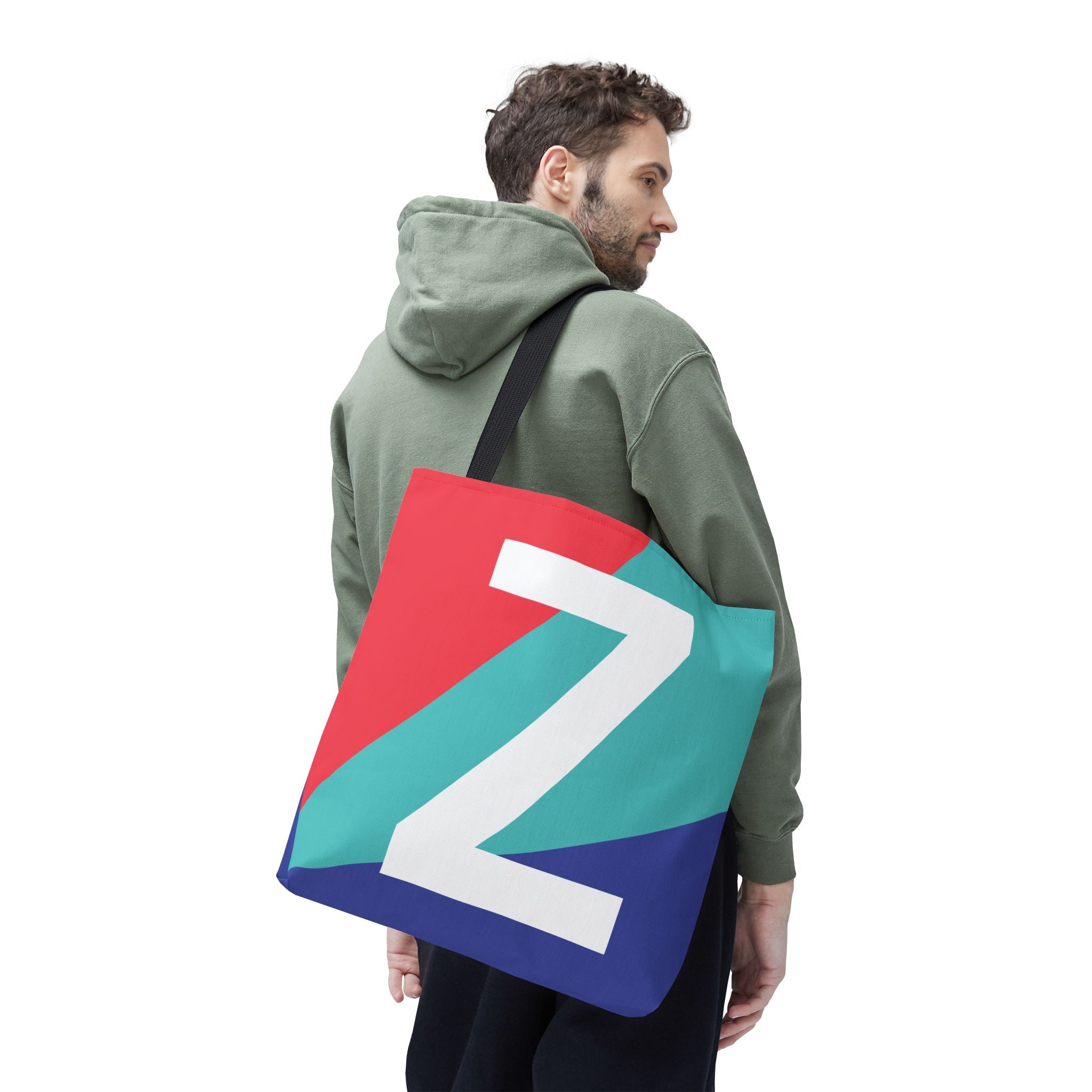 Monogram 'Z' Colorblock Tote Bag — Personalized Initial Z Shoulder Tote