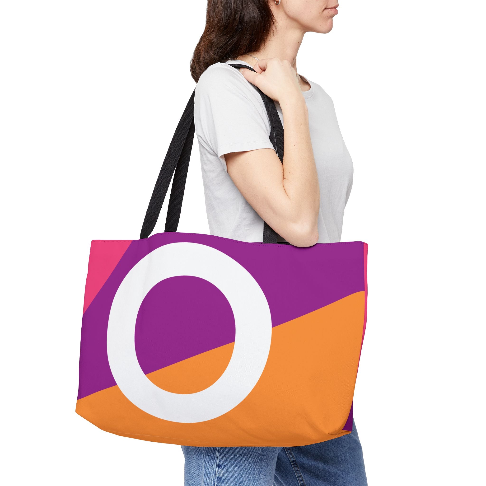 Personalized 'O' Colorblock Tote Bag — Monogram Weekender Tote