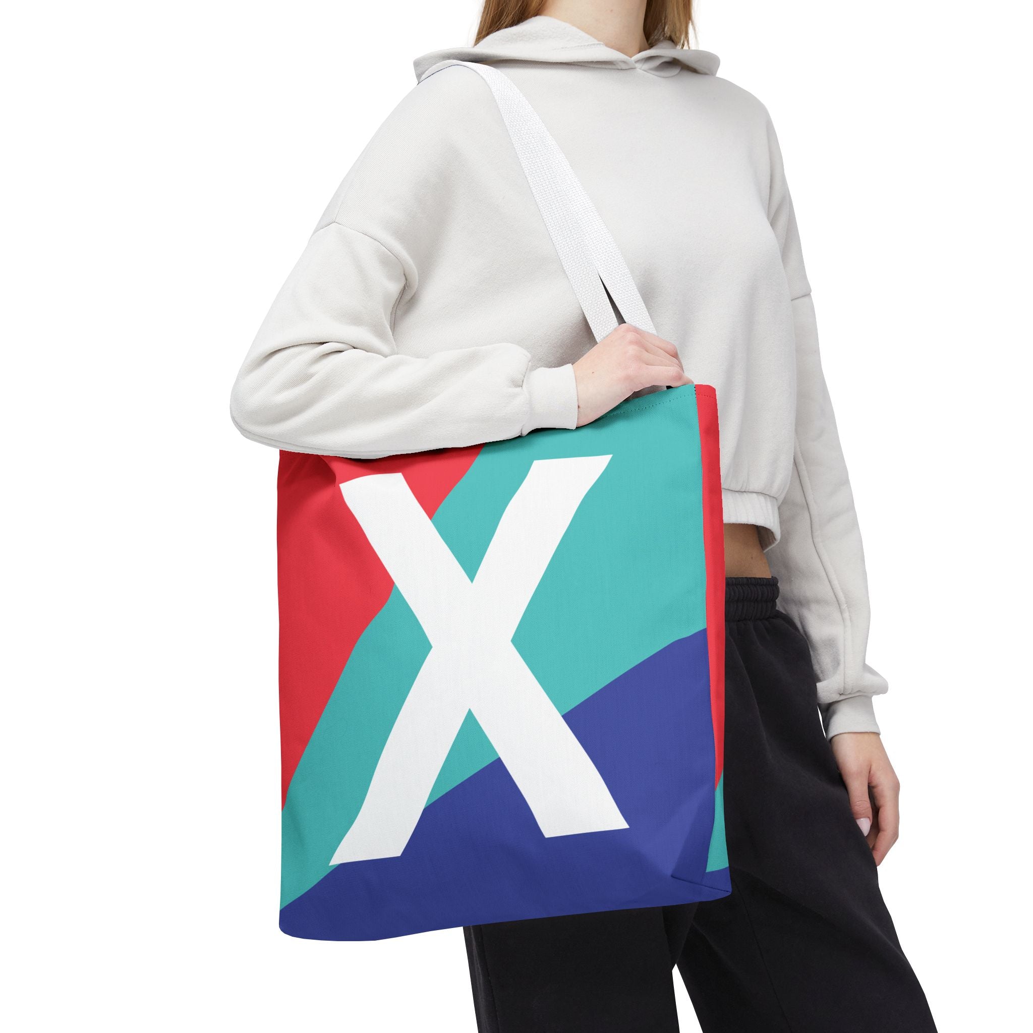 Monogram 'X' Colorblock Tote Bag — Personalized Initial X Shoulder Tote