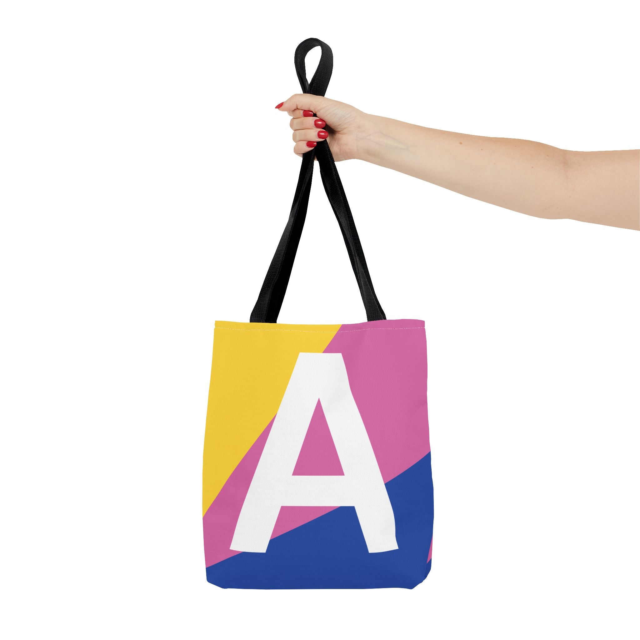 Monogram 'A' Colorblock Tote Bag — Personalized Initial A Shoulder Tote