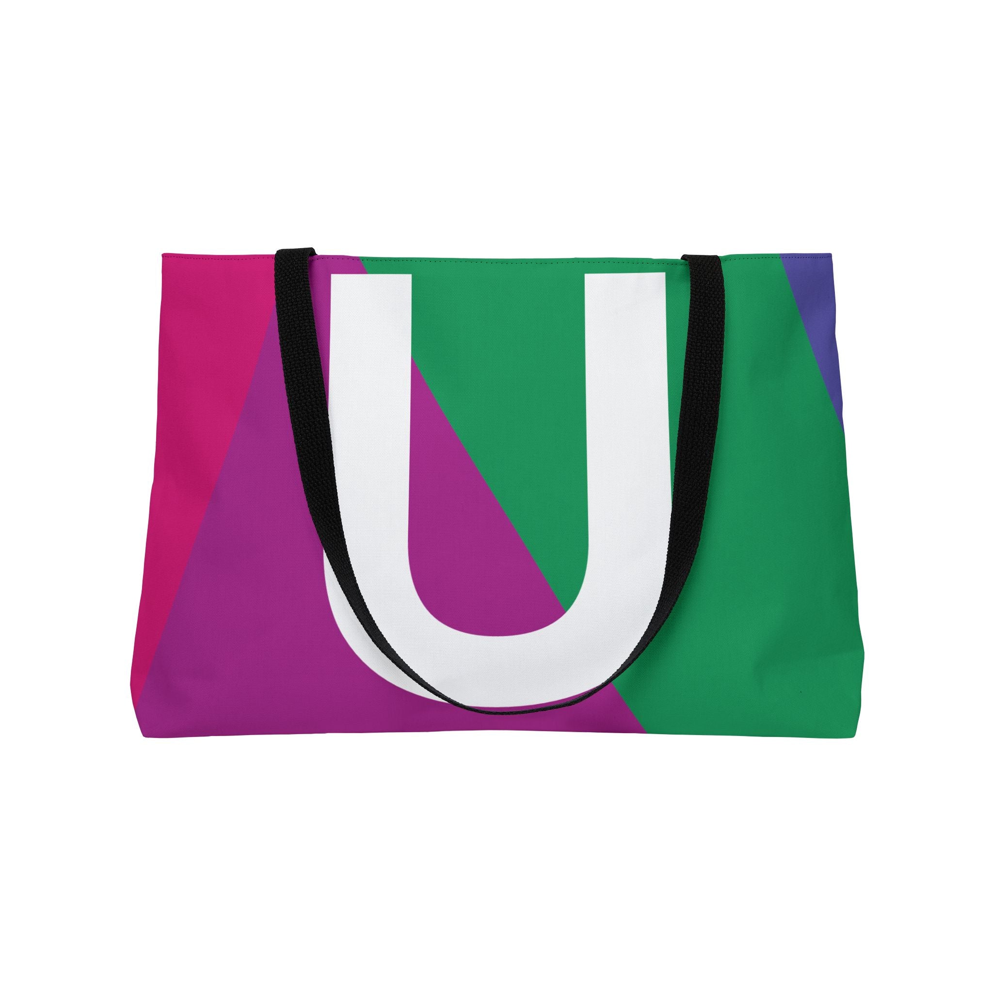 Personalized 'U' Colorblock Tote Bag — Monogram Weekender Tote