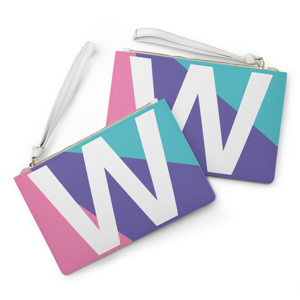 Monogram 'W' Colorblock Clutch Bag — Bold Geometric Wristlet for Everyday & Gifts