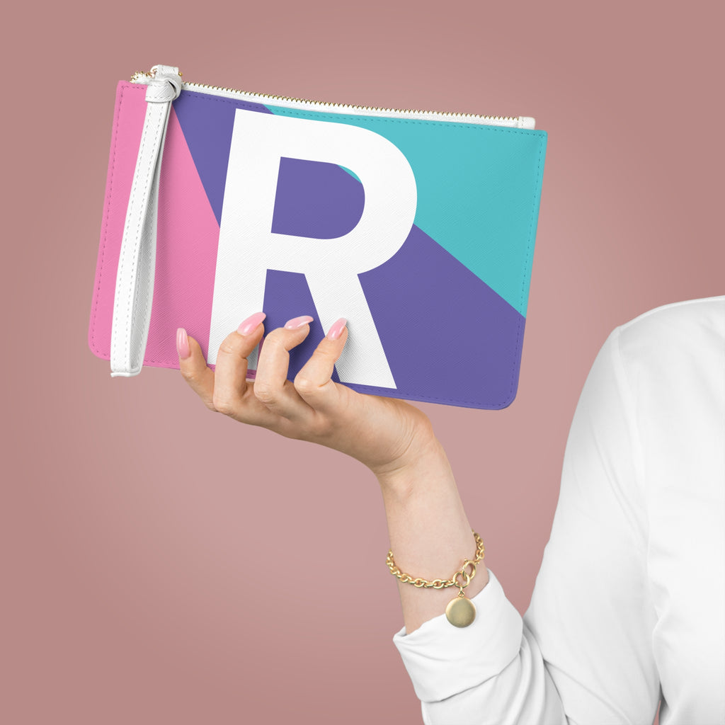 Monogram 'R' Colorblock Clutch Bag — Bold Geometric Wristlet for Everyday & Gifts