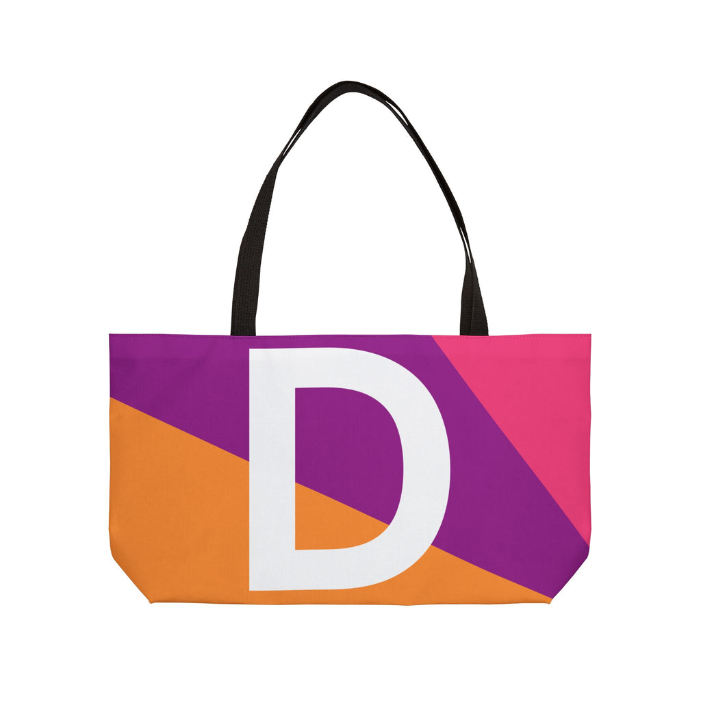 Personalized 'D' Colorblock Tote Bag — Monogram Weekender Tote