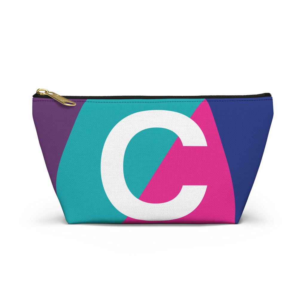 Initials Colorblock Accessory Pouch — Monogram C T-Bottom Cosmetic Bag