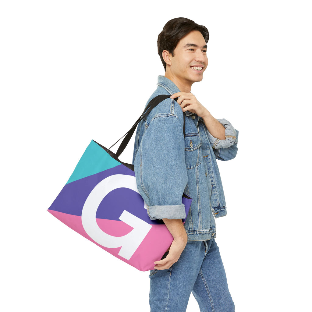 Personalized 'G' Colorblock Tote Bag — Monogram Weekender Tote